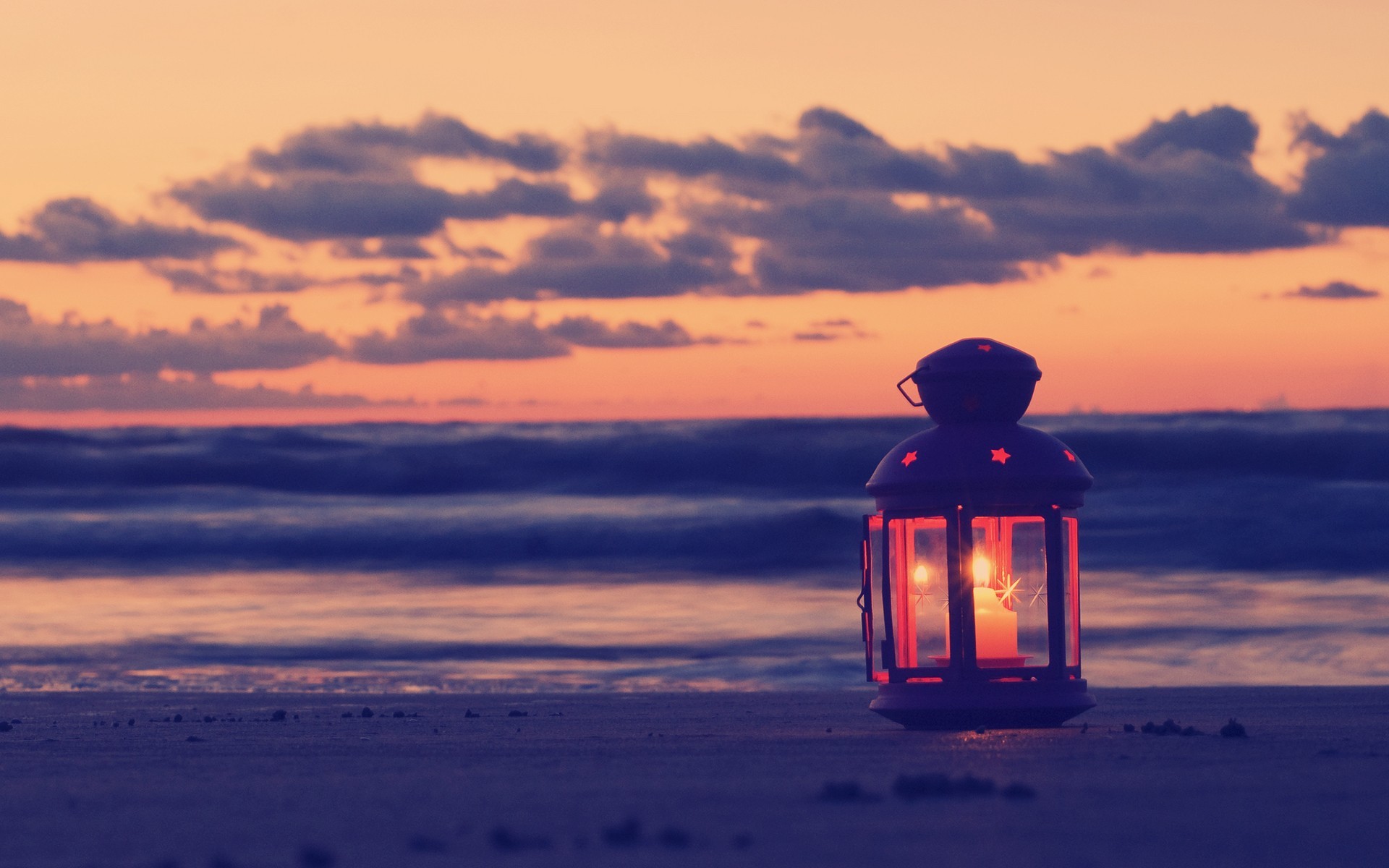 Filter Beach Lantern Sand Clouds 1920x1200
