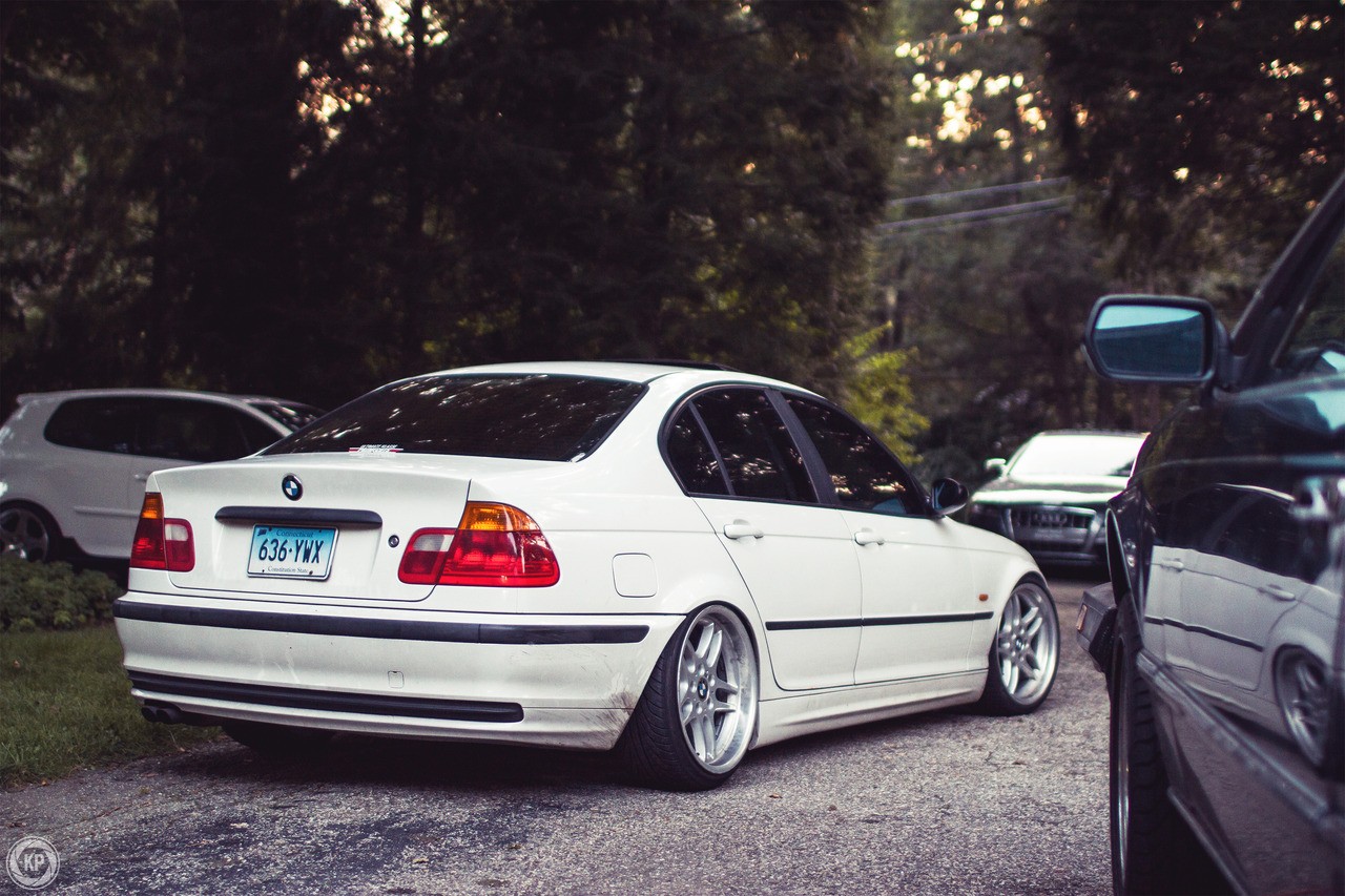 Car Stance Lowered Trees Tuning BMW White German Cars BMW 3 Series BMW E46 1280x853