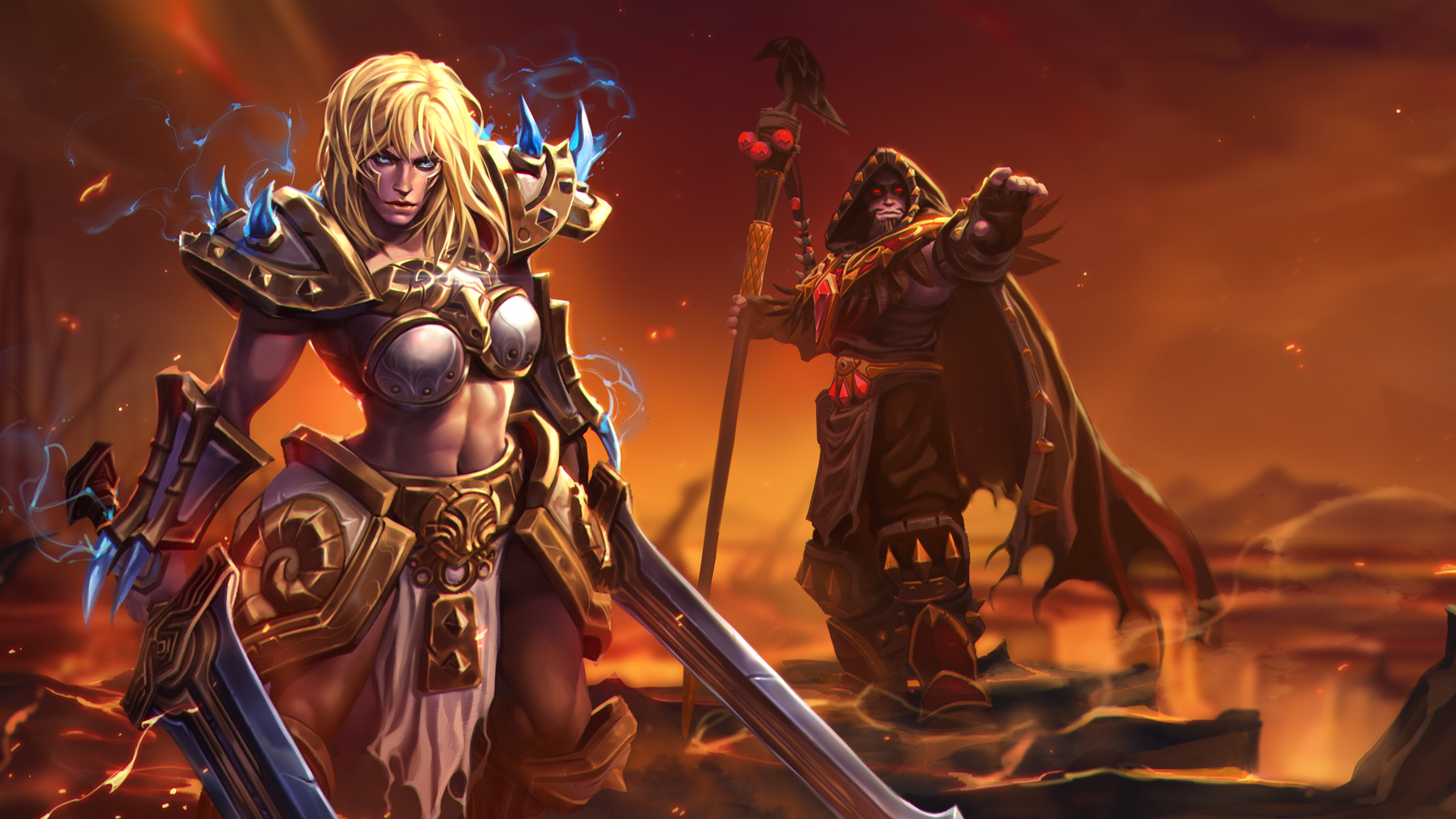 Blizzard Entertainment Video Games Heroes Of The Storm Warcraft Medivh Sword Blonde Long Hair Sonya  1920x1080