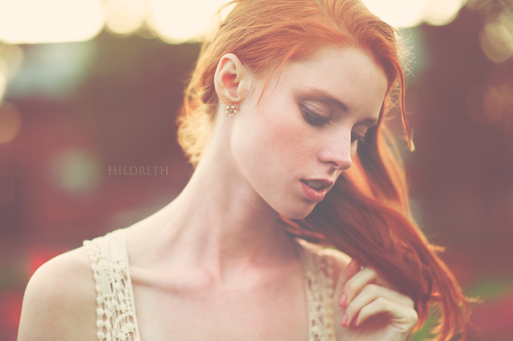 Model Women Charles Hildreth Redhead Face Portrait Depth Of Field Long Hair Makeup Women Outdoors 2048x1362