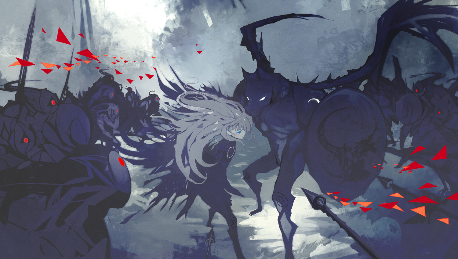 Artwork Nano Mortis Werewolves Fantasy Art Angel Knight Wolf Spear 1500x849