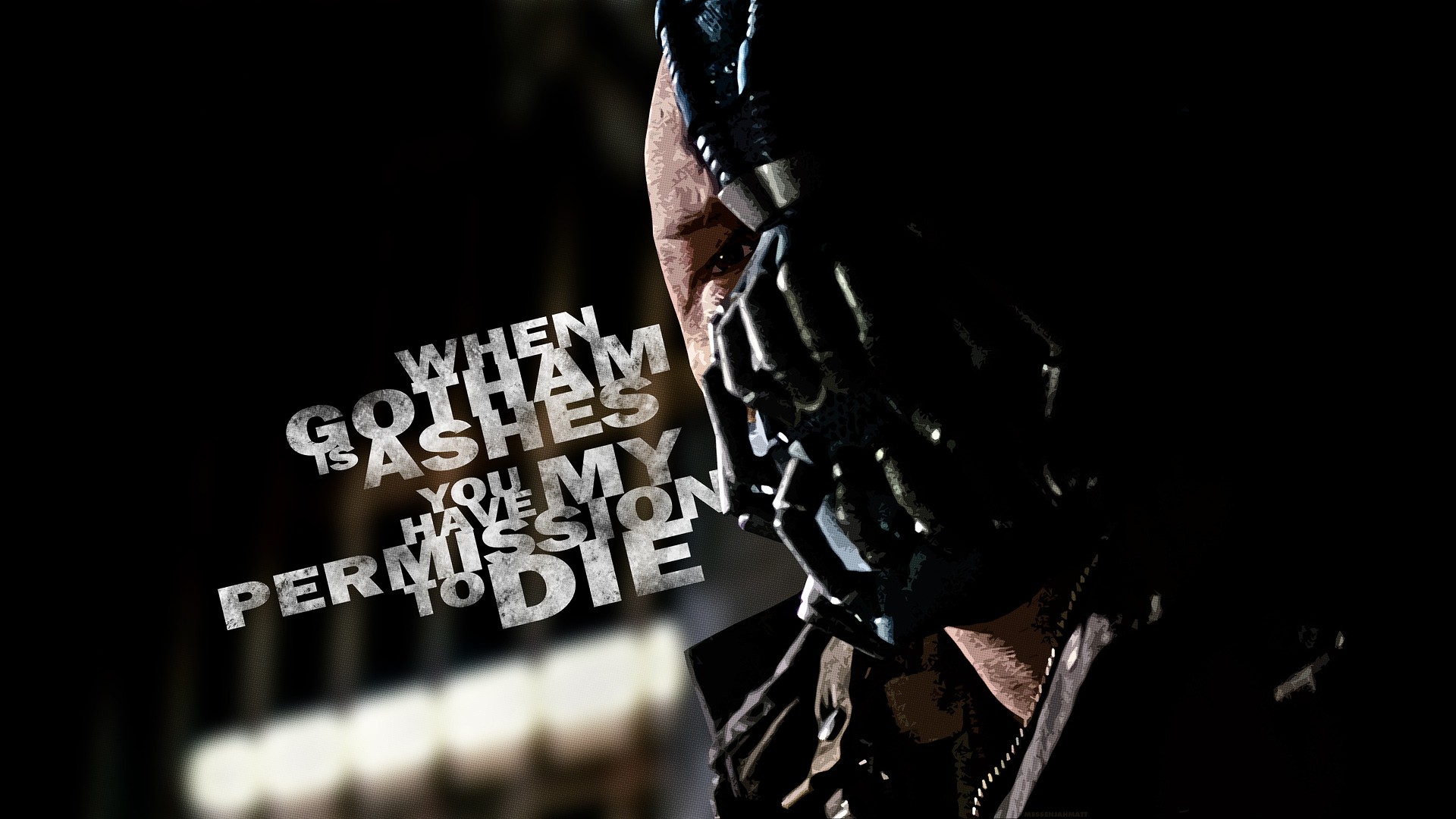 Bane Tom Hardy The Dark Knight Rises Artwork Quote 1920x1080