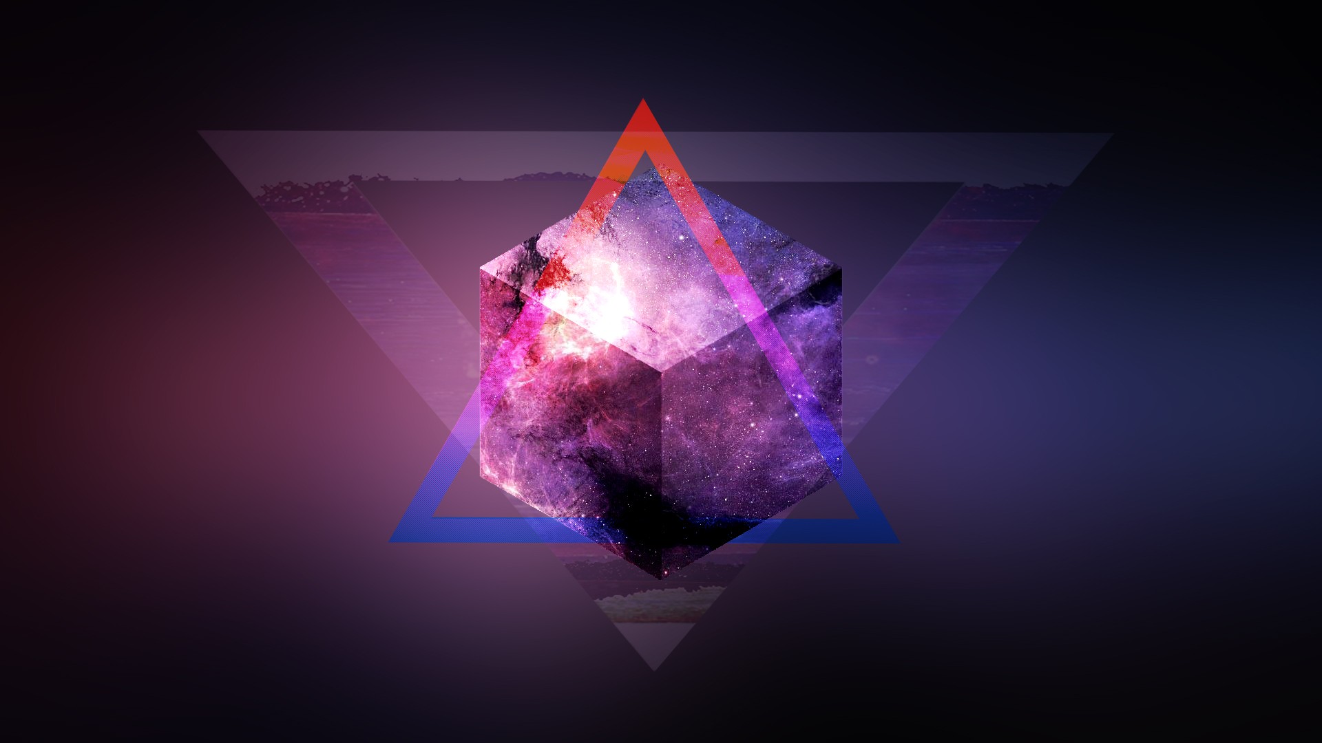 Space Mix Up Purple Triangle Blurred 3D 1920x1080