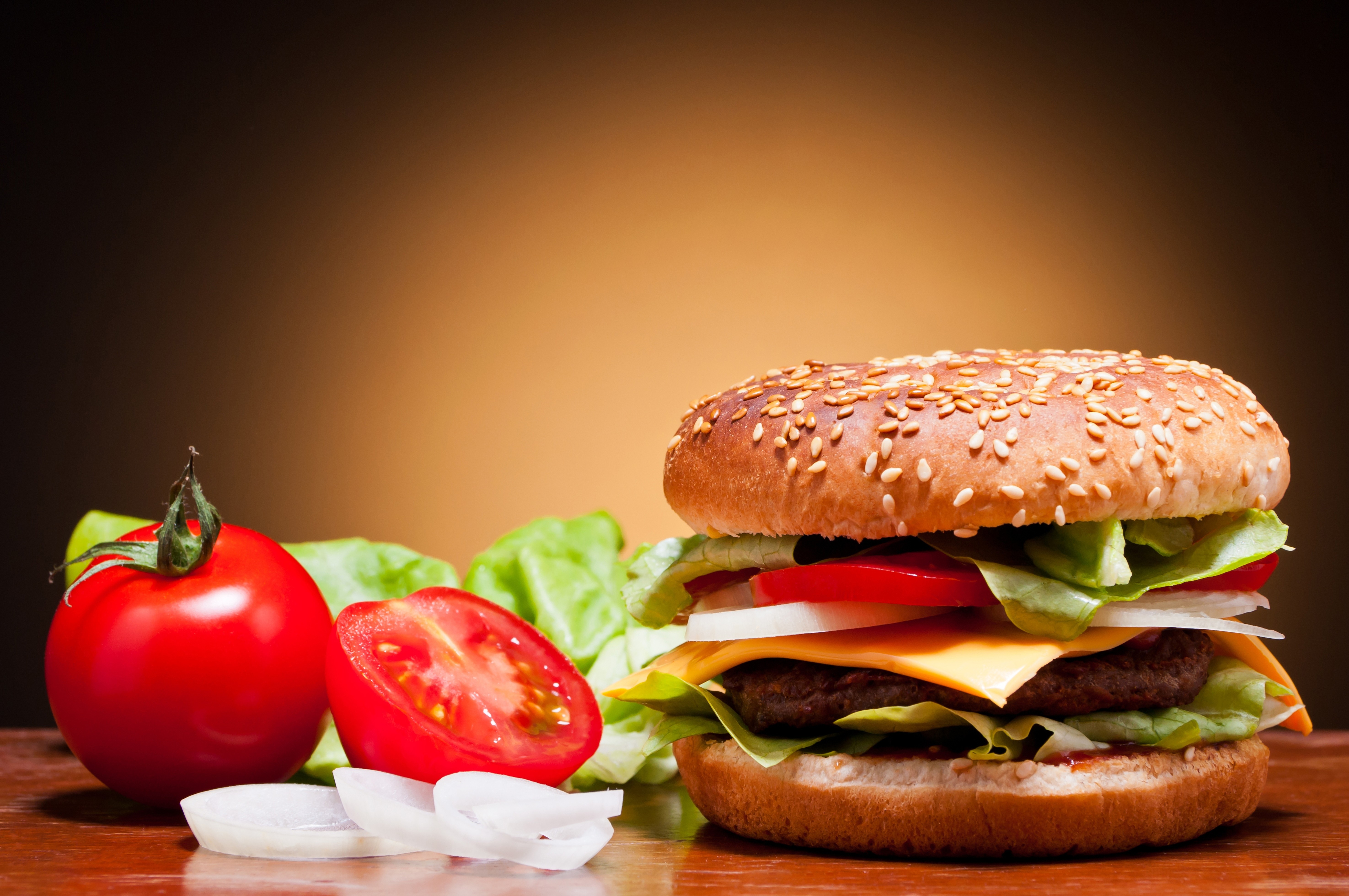 Tomatoes Hamburgers Salad Fast Food 5900x3920