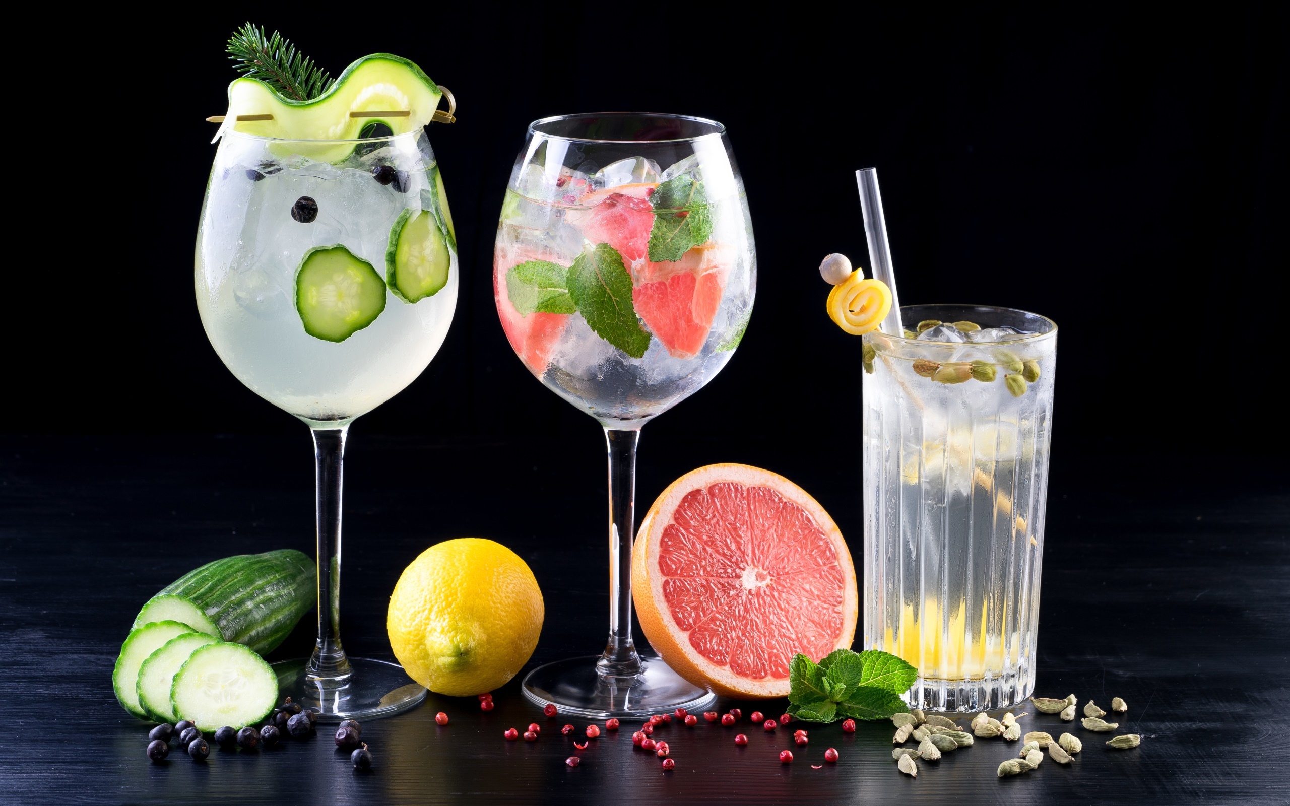 Cocktails Food Drinking Glass Vegetables Fruit 2560x1600