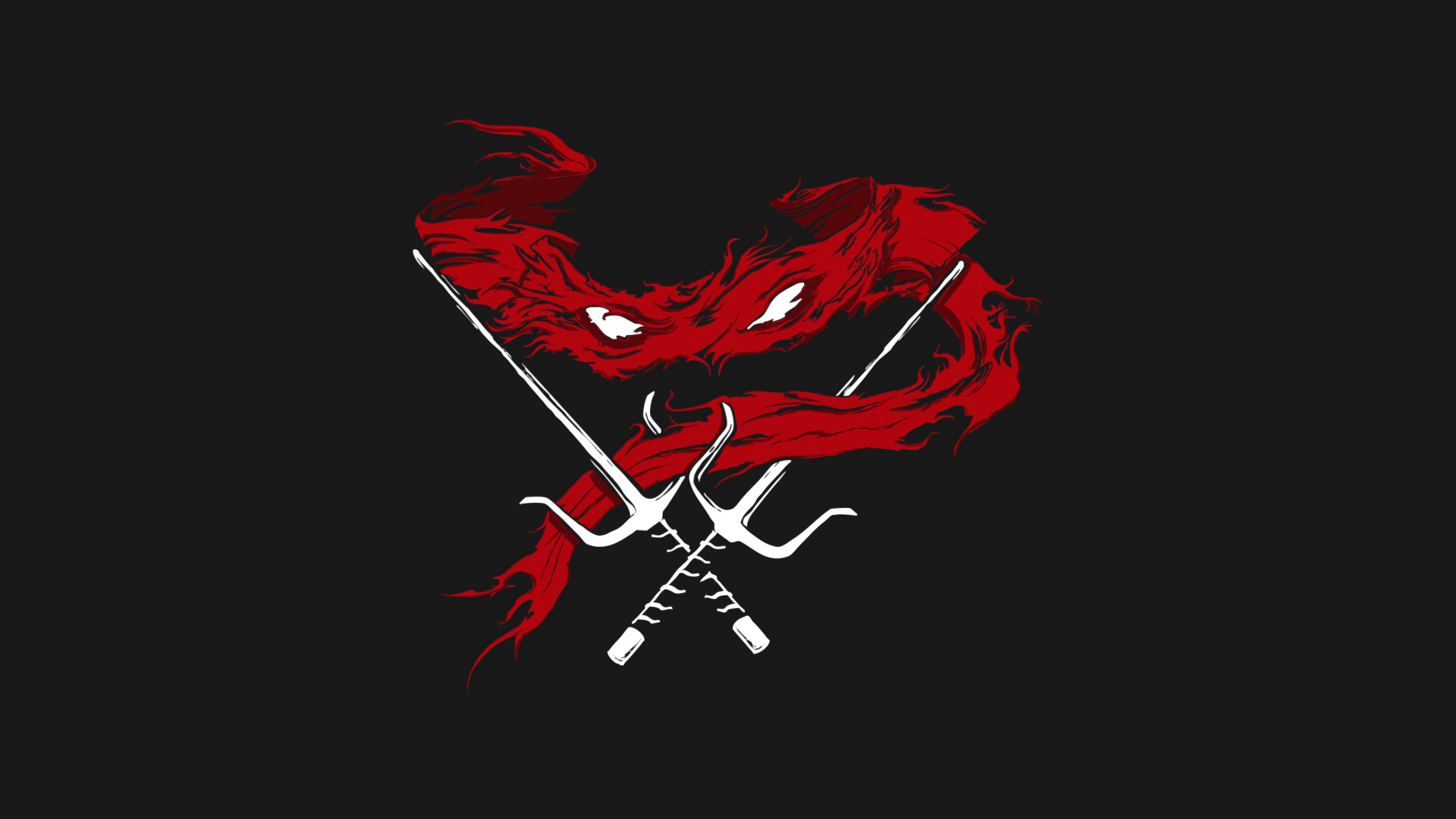 Teenage Mutant Ninja Turtles Red Raphael Black Sai Simple Minimalism 2560x1440