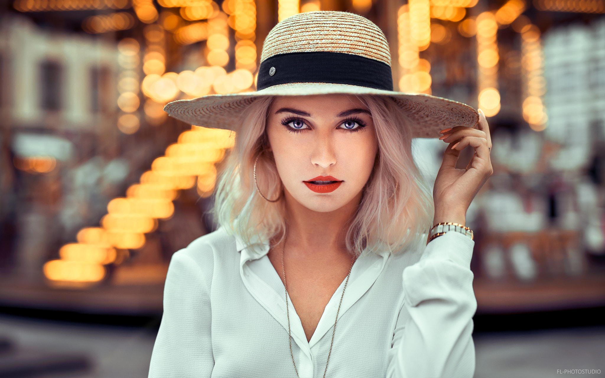 Women Lods Franck Hat Blonde Face Portrait Straw Hat 2048x1280