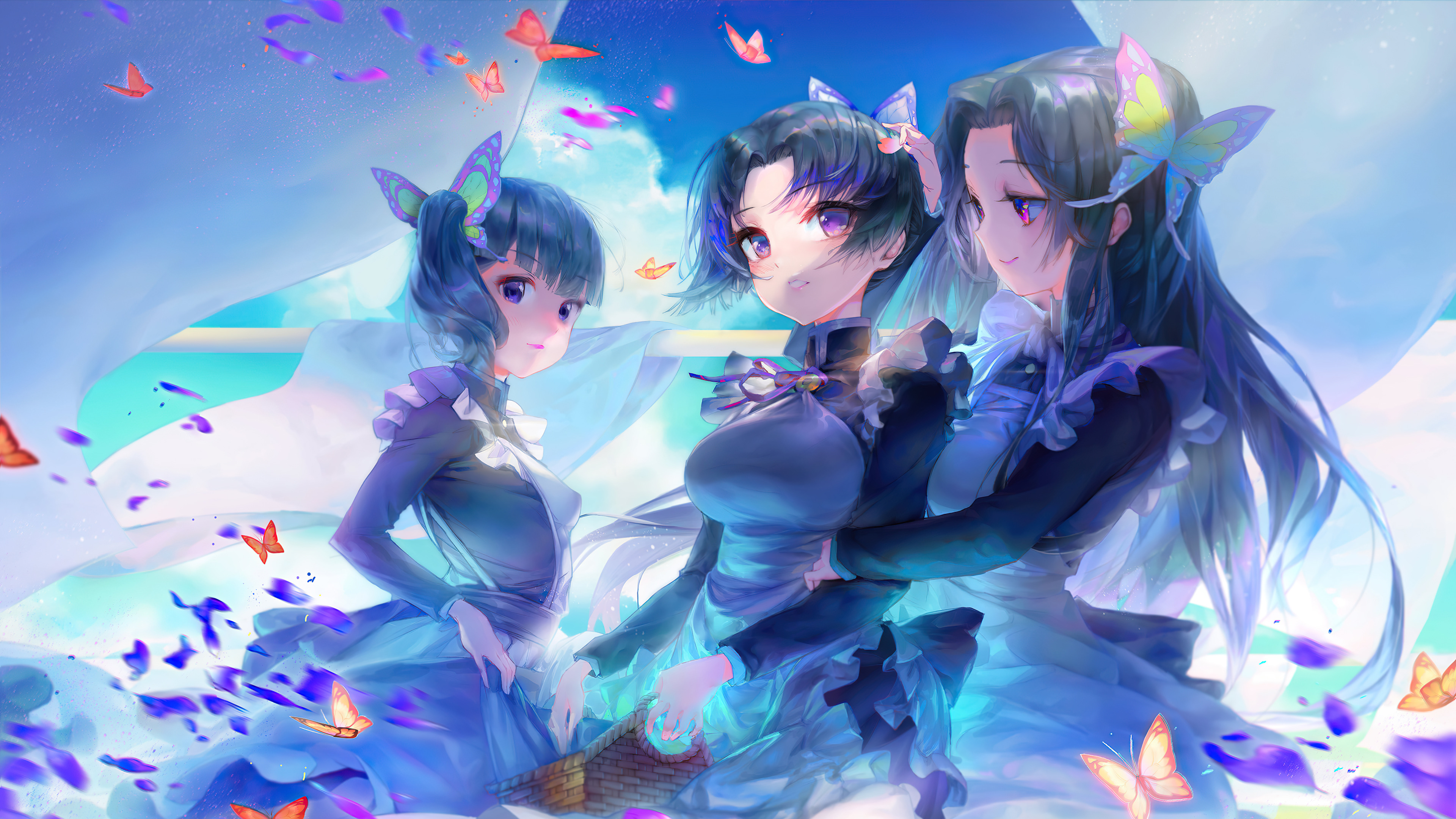 Anime Anime Girls Fantasy Girl Women Sky Sky Blue Digital Art Artwork Illustration Purple Eyes Viole 3840x2160