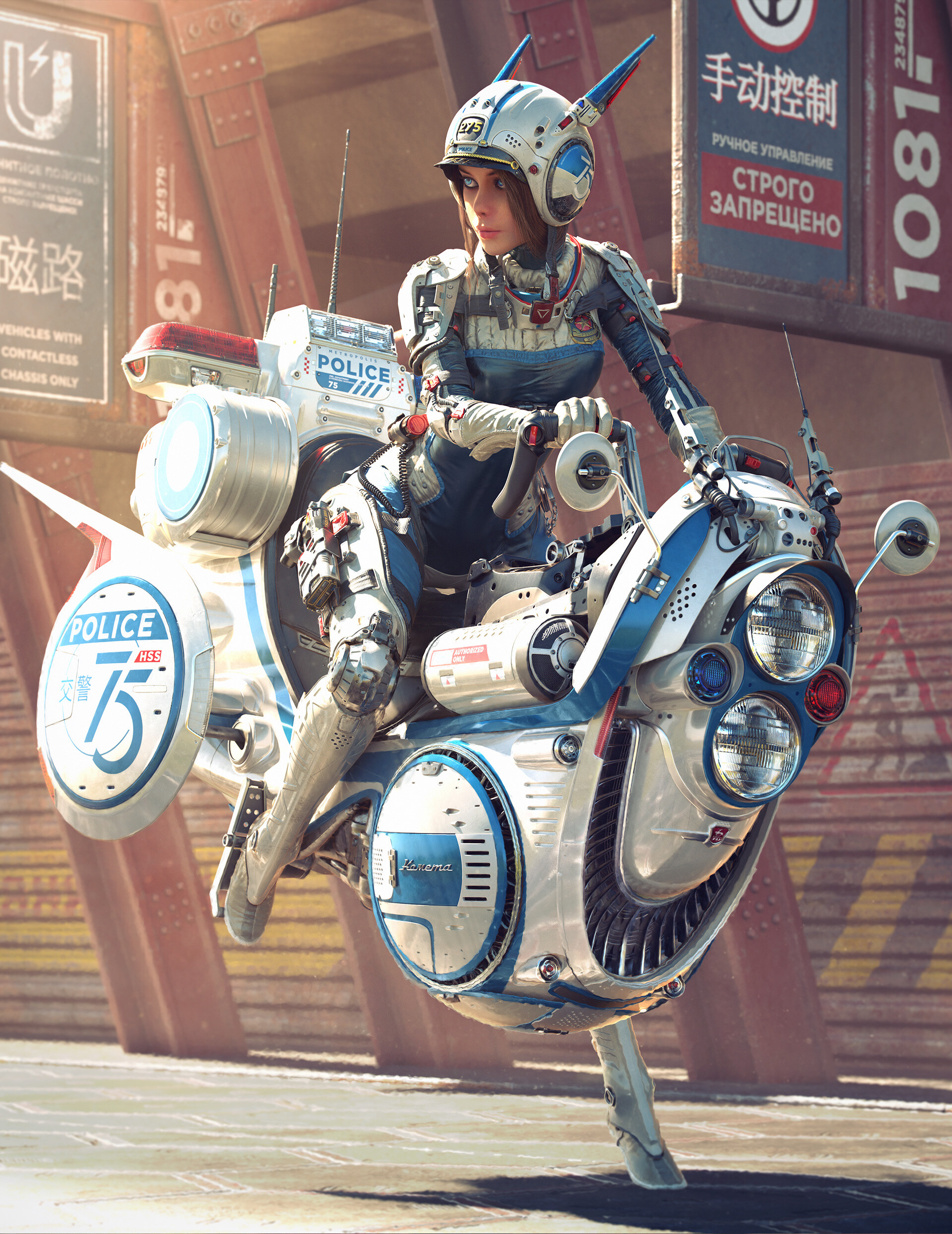 Michael Black Bikes Futuristic Digital Art Cg Art Hovercraft Police Women Artwork 1920x2486