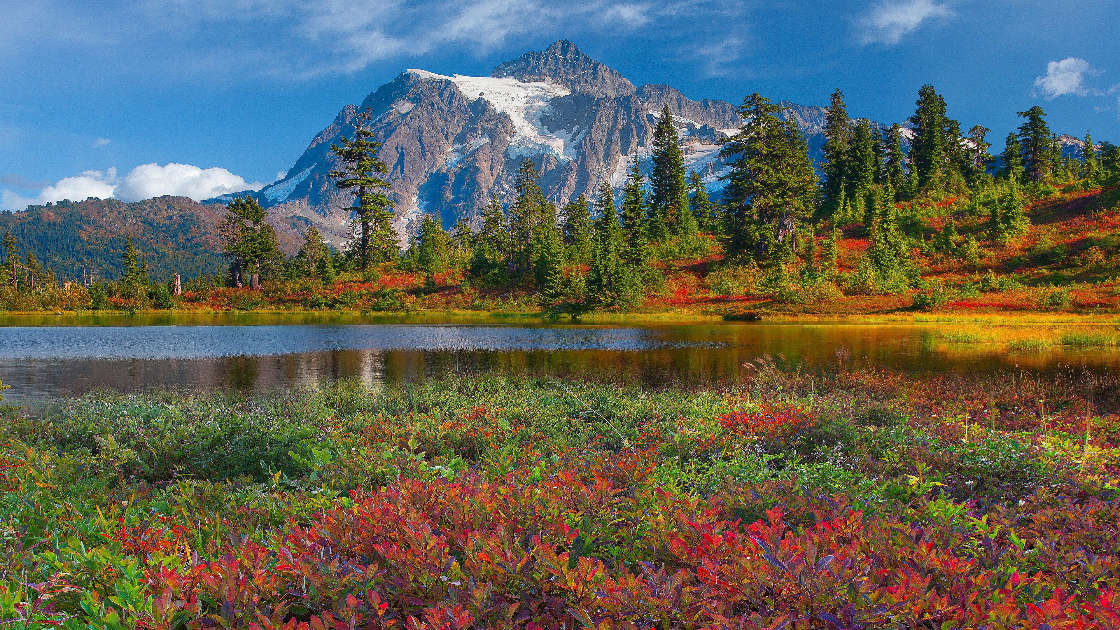 Landscape Mount Shuksan North Cascades National Park Lake Mountains 3840x2160