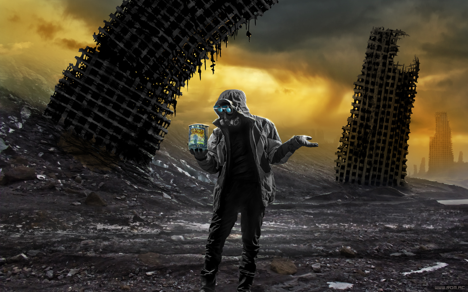 Romantically Apocalyptic Digital Art Apocalyptic Gas Masks Can Ruin 1920x1200