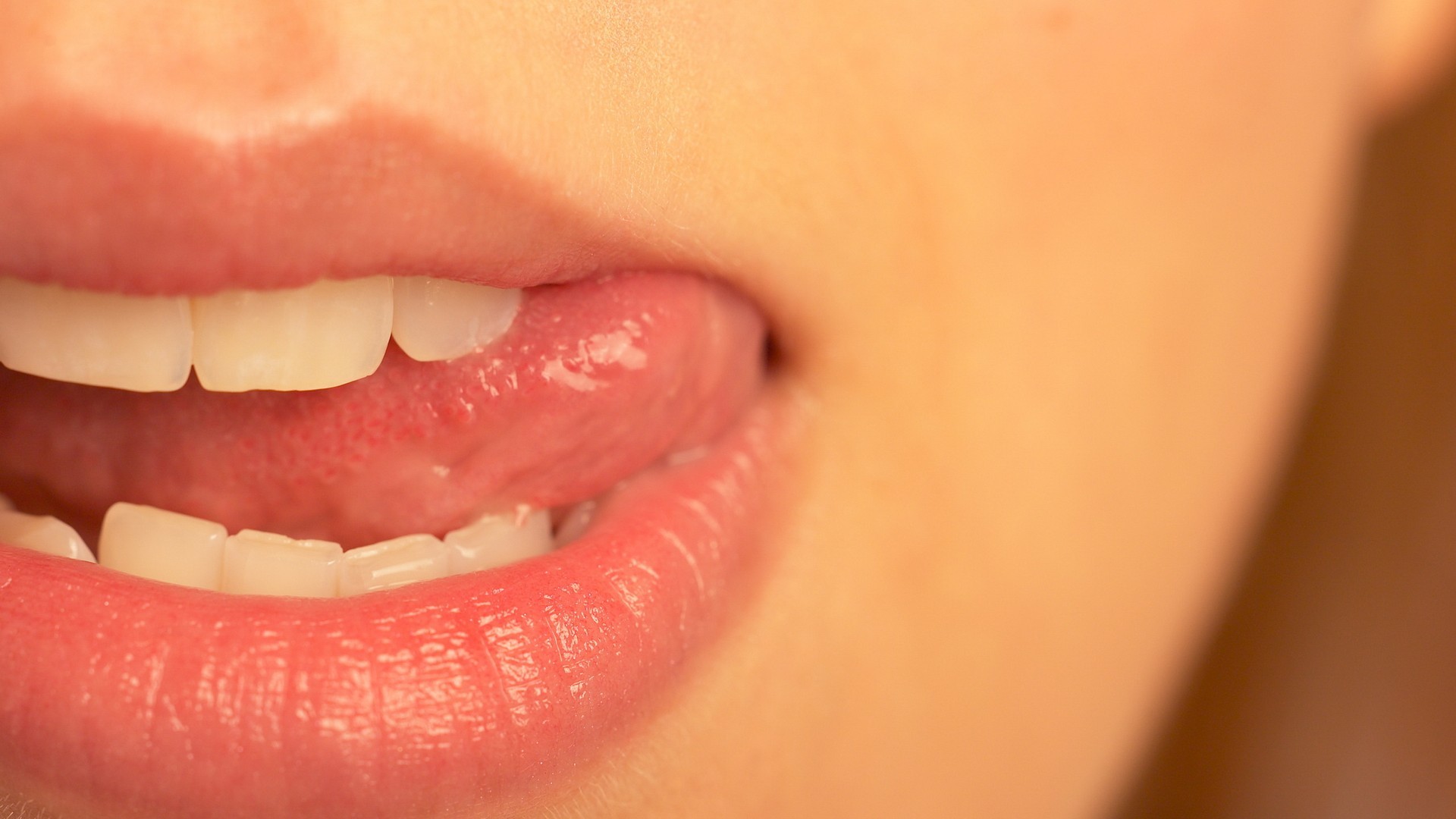 Open Mouth Mouth Closeup Women Licking Lips 1920x1080