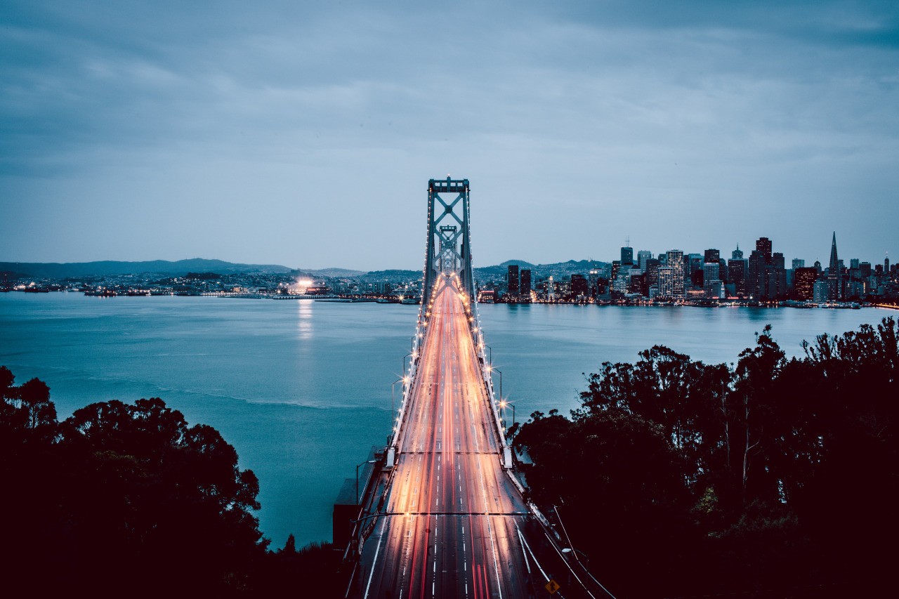 Bridge San Francisco Oakland Bay Bridge Light Trails City Cityscape San Francisco 1280x853