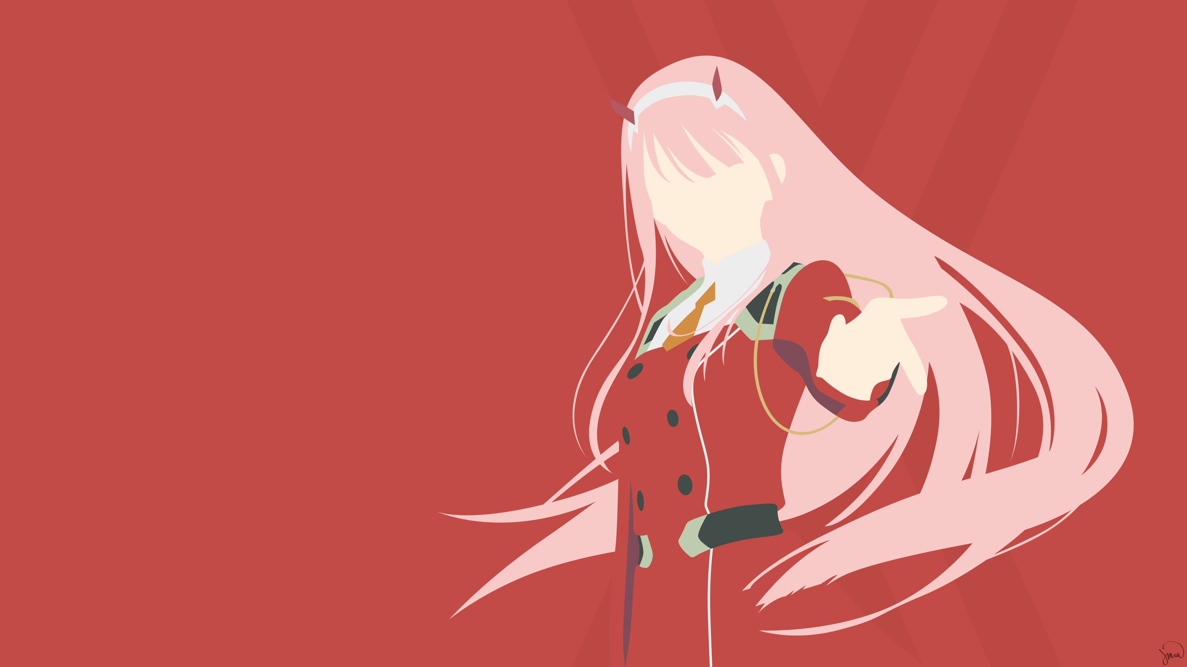 Greenmapple17 Darling In The FranXX Zero Two Darling In The FranXX Minimalism Simple Background Anim 3840x2160