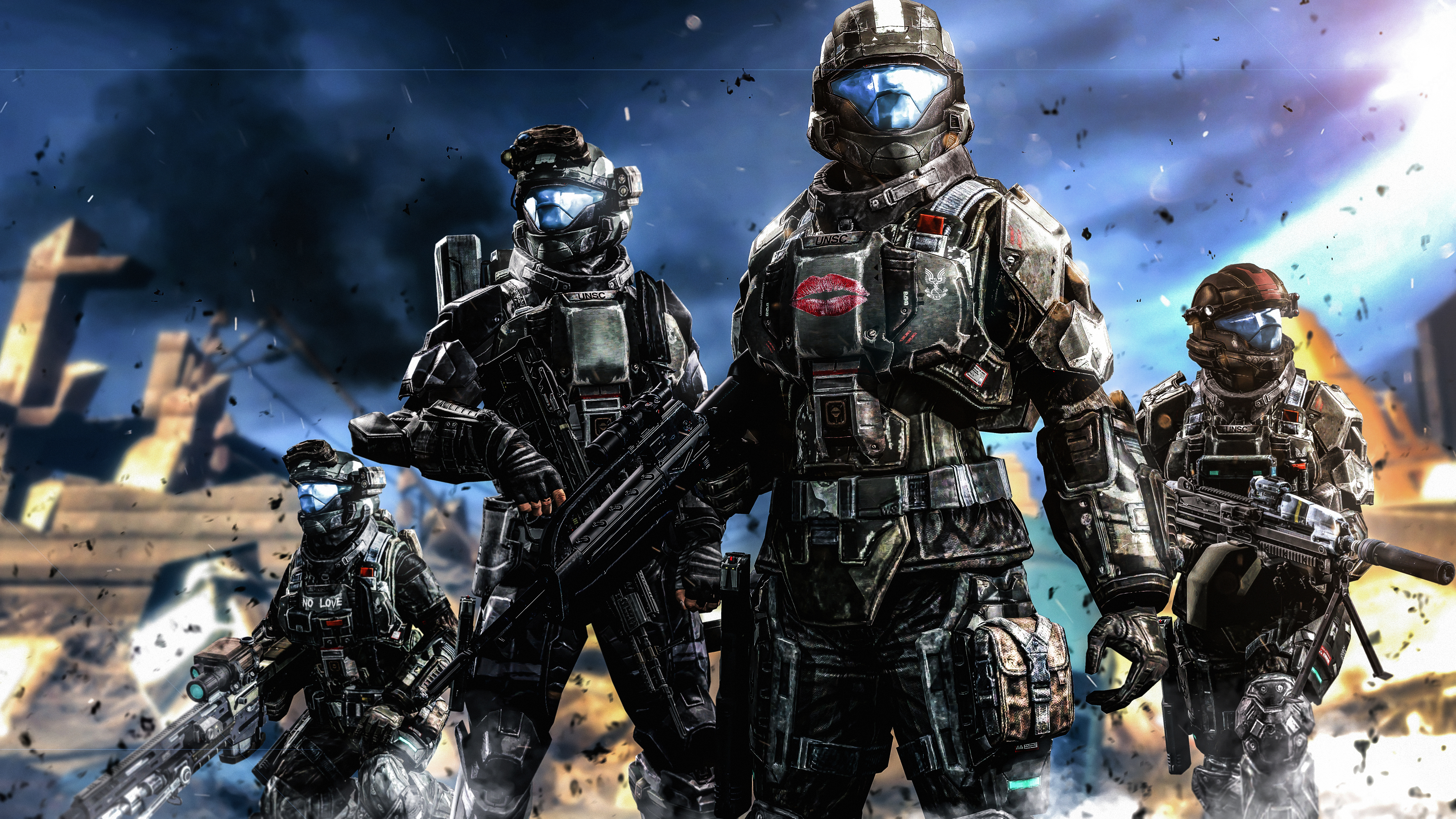 Video Games Halo Futuristic Armor Video Game Art Digital Art Halo 3 ODST War Explosion ODST Sniper R 4608x2592