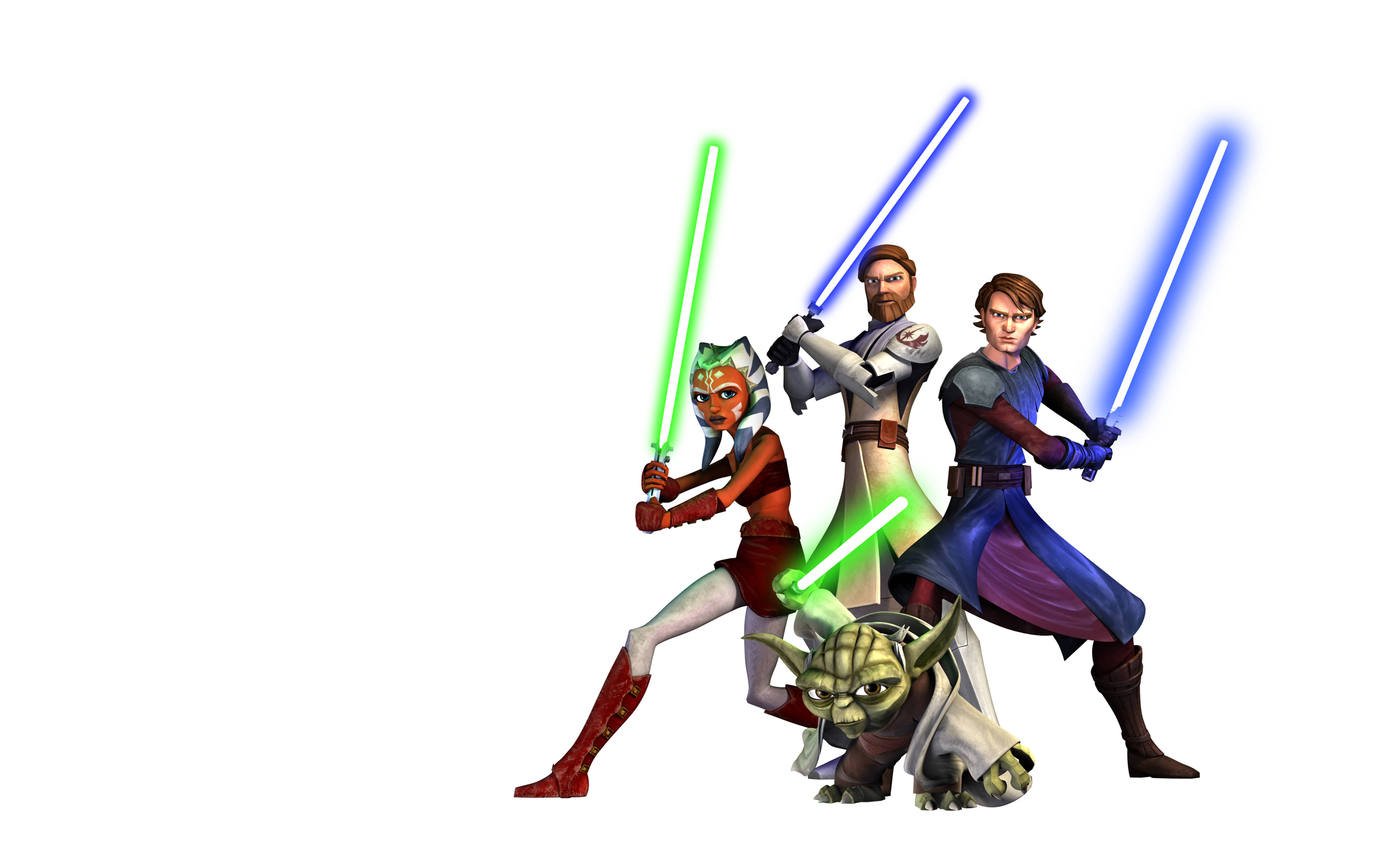 Yoda Jedi Ahsoka Tano Obi Wan Kenobi Anakin Skywalker Lightsaber Green Lightsaber Blue Lightsaber St 2560x1600