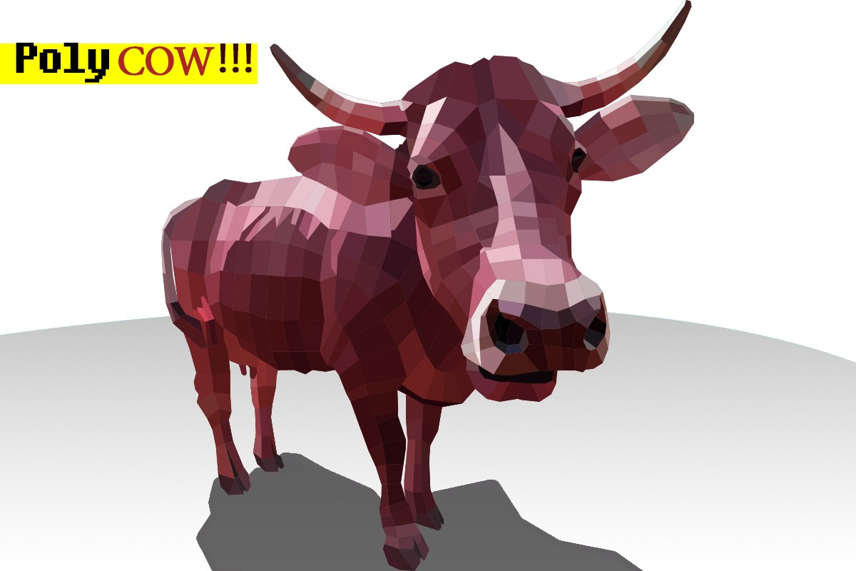 Cow Animals Polygon Art Red Abstract Humor 1200x800