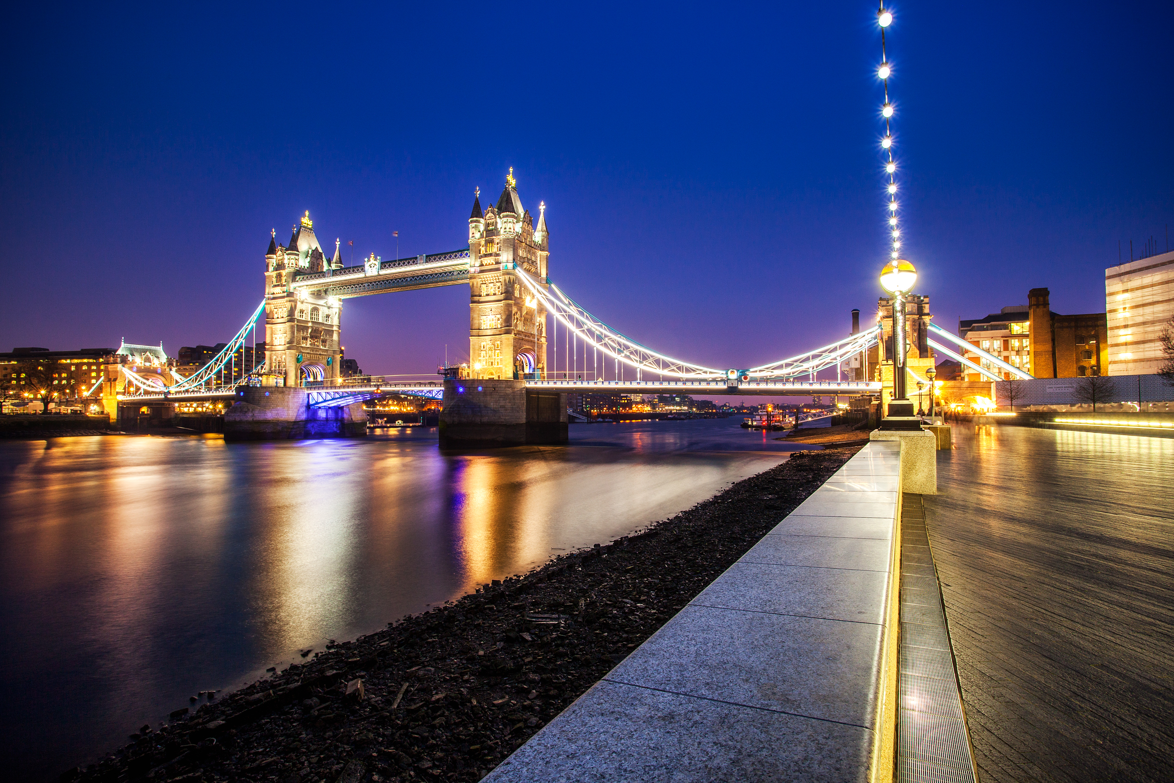 Tower Bridge Bridge London Night Thames Light United Kingdom 2400x1600