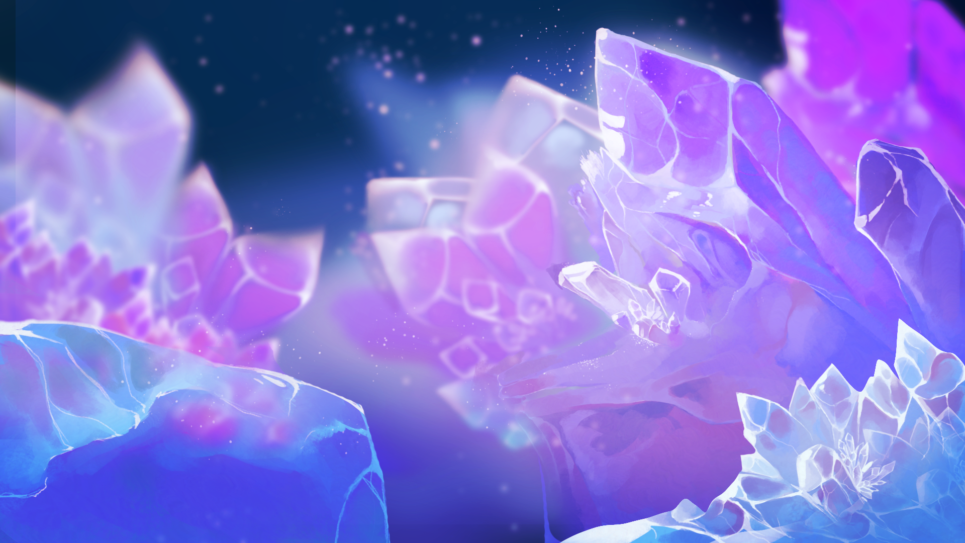 Digital Art Crystal Pink Purple Blue Blurred 1920x1080