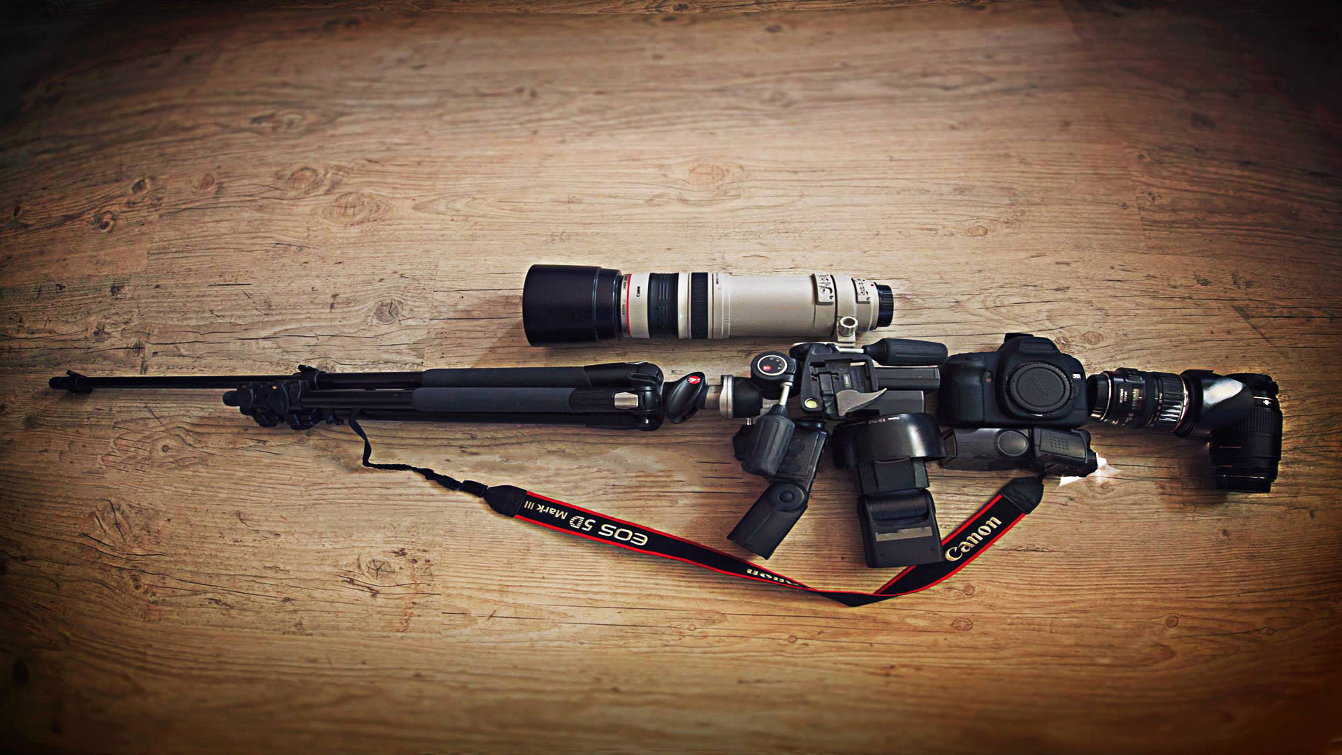 Camera Canon Lens Weapon Rifles Tripod Sniper Rifle 1920x1080