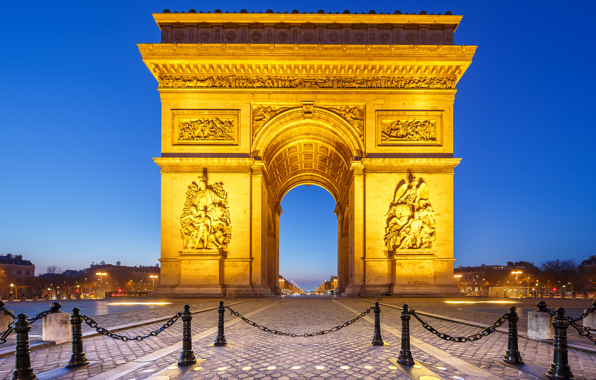 Arc De Triomphe Monument Paris France Night 2048x1305