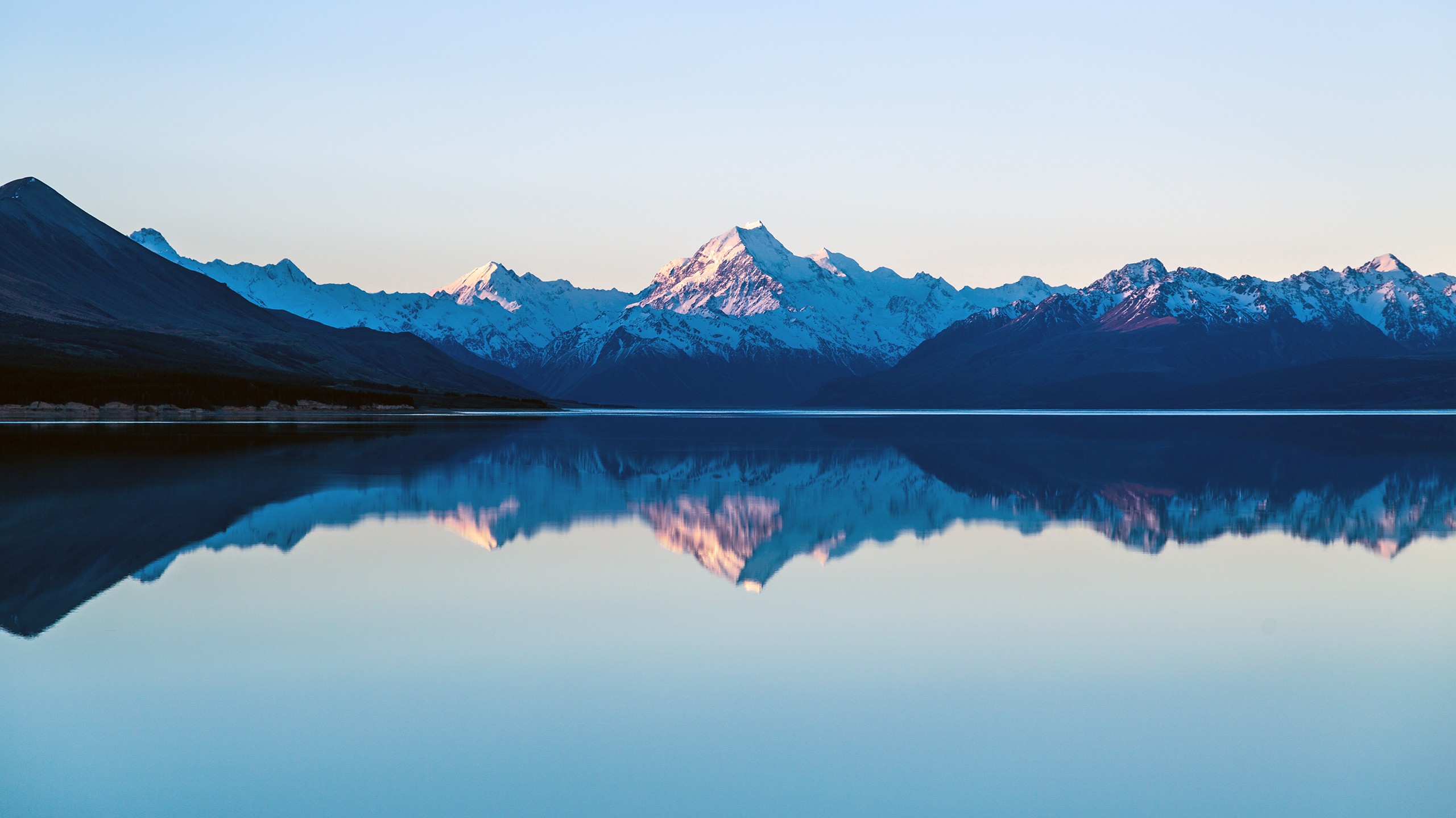 Lake Landscape Mountains Reflection Mount Cook 2560x1440