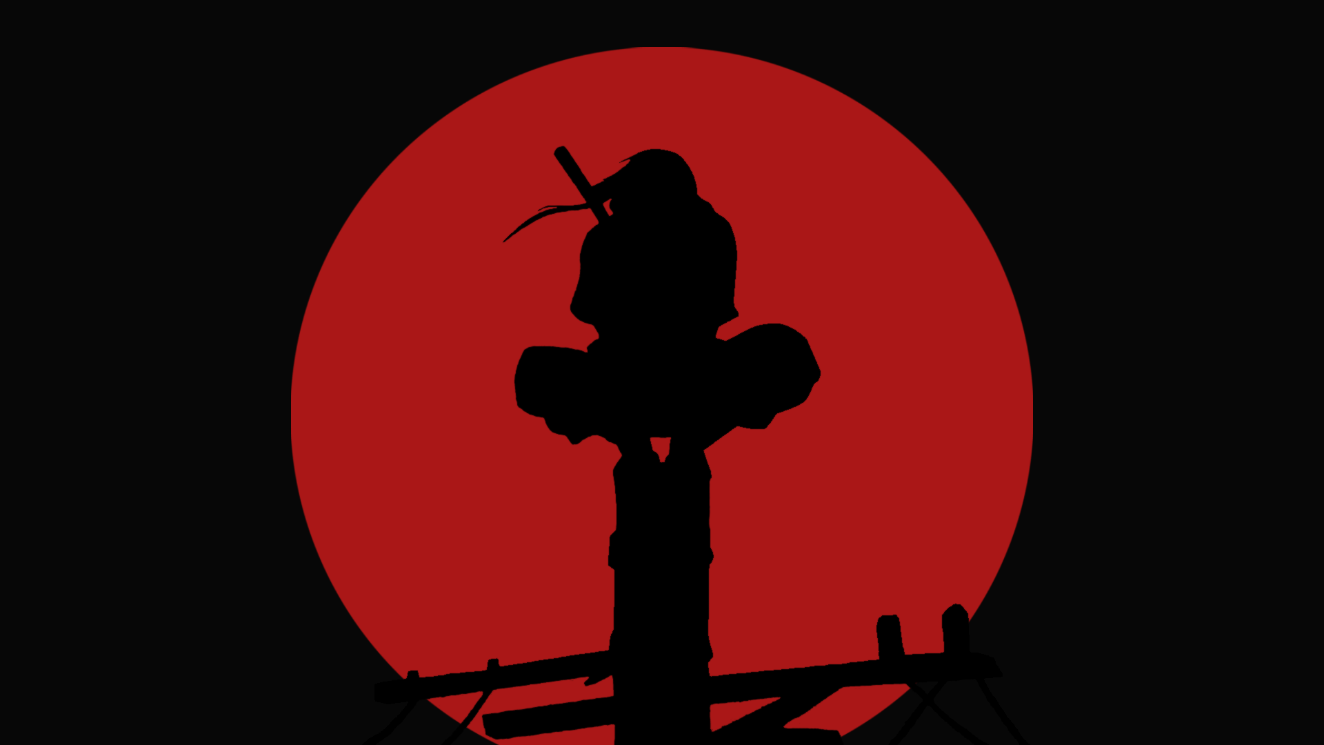 Naruto Anime Uchiha Itachi Moon Red Moon Frontal View Red 1920x1080