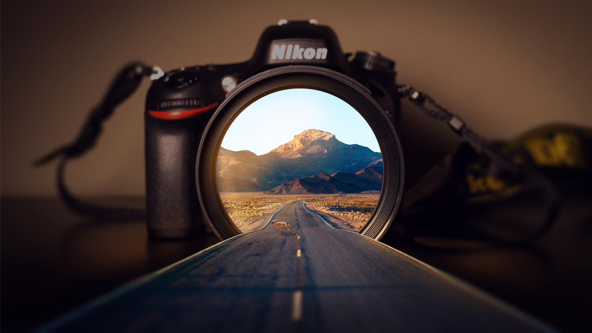 Nikon Camera Desert Abstract Modern Road Digital Art Lens 1920x1080