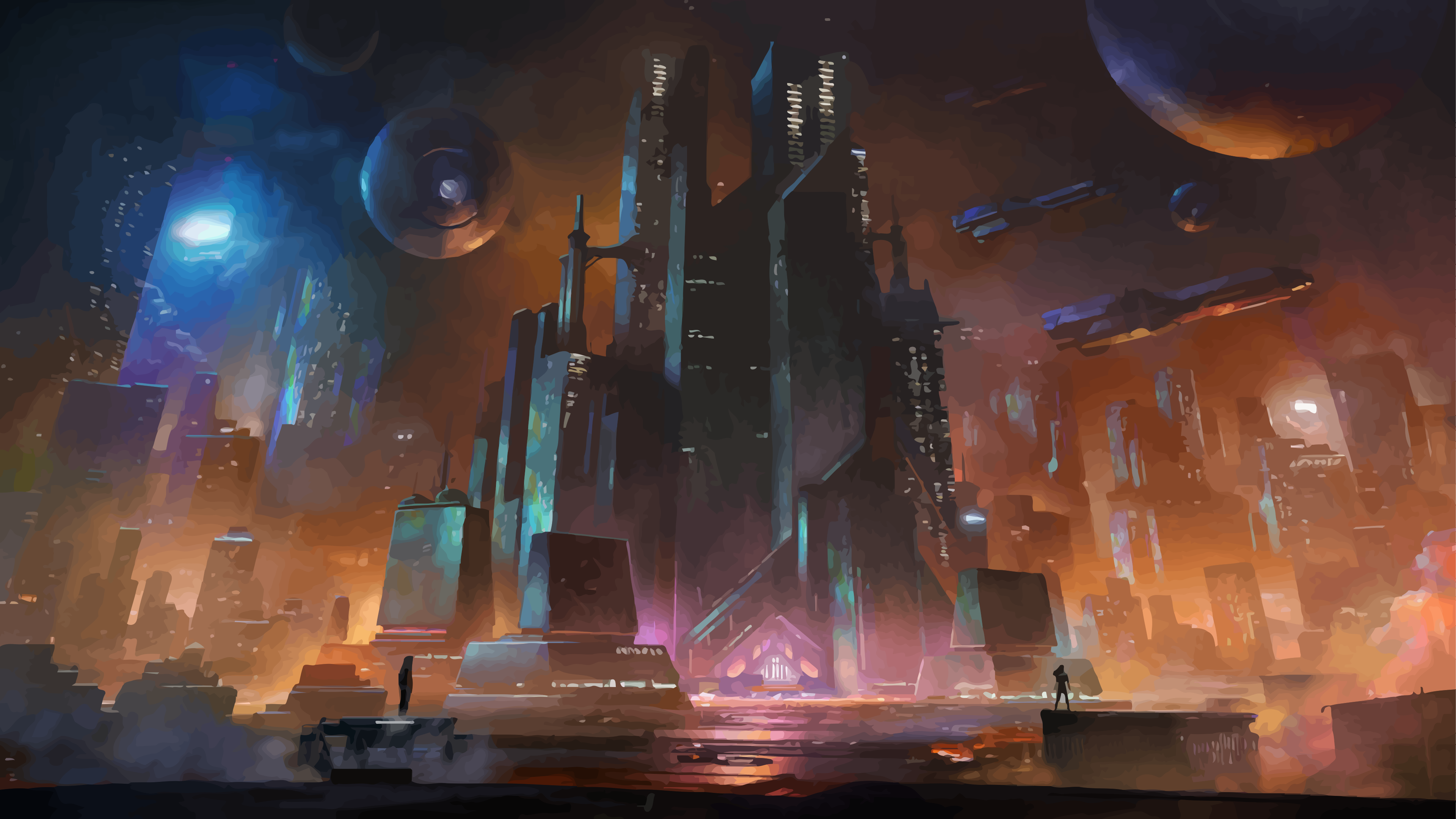 Songs Futuristic Fantasy Art Cityscape TheFatRat Jordan Grimmer 3840x2160