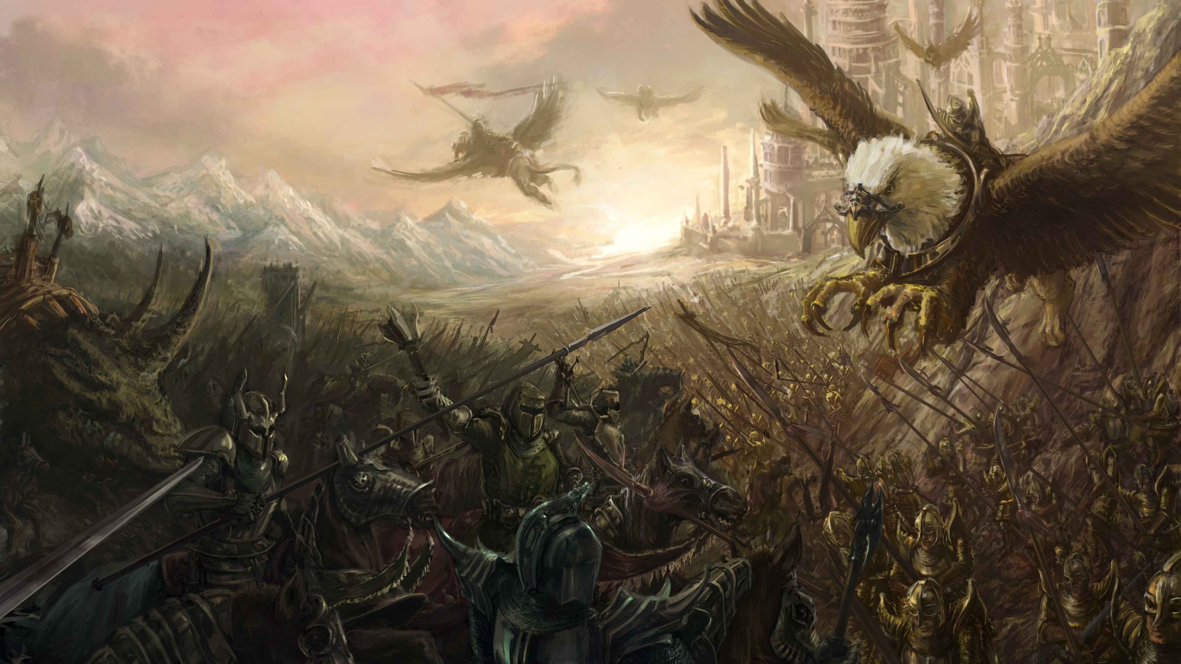 Fantasy Art Creature Battle Warrior Battlefields 3840x2160