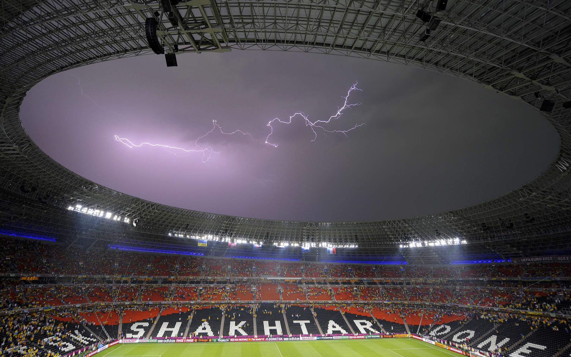 Stadium Donbass Arena Donetsk Euro 2012 Lightning Soccer 1920x1200