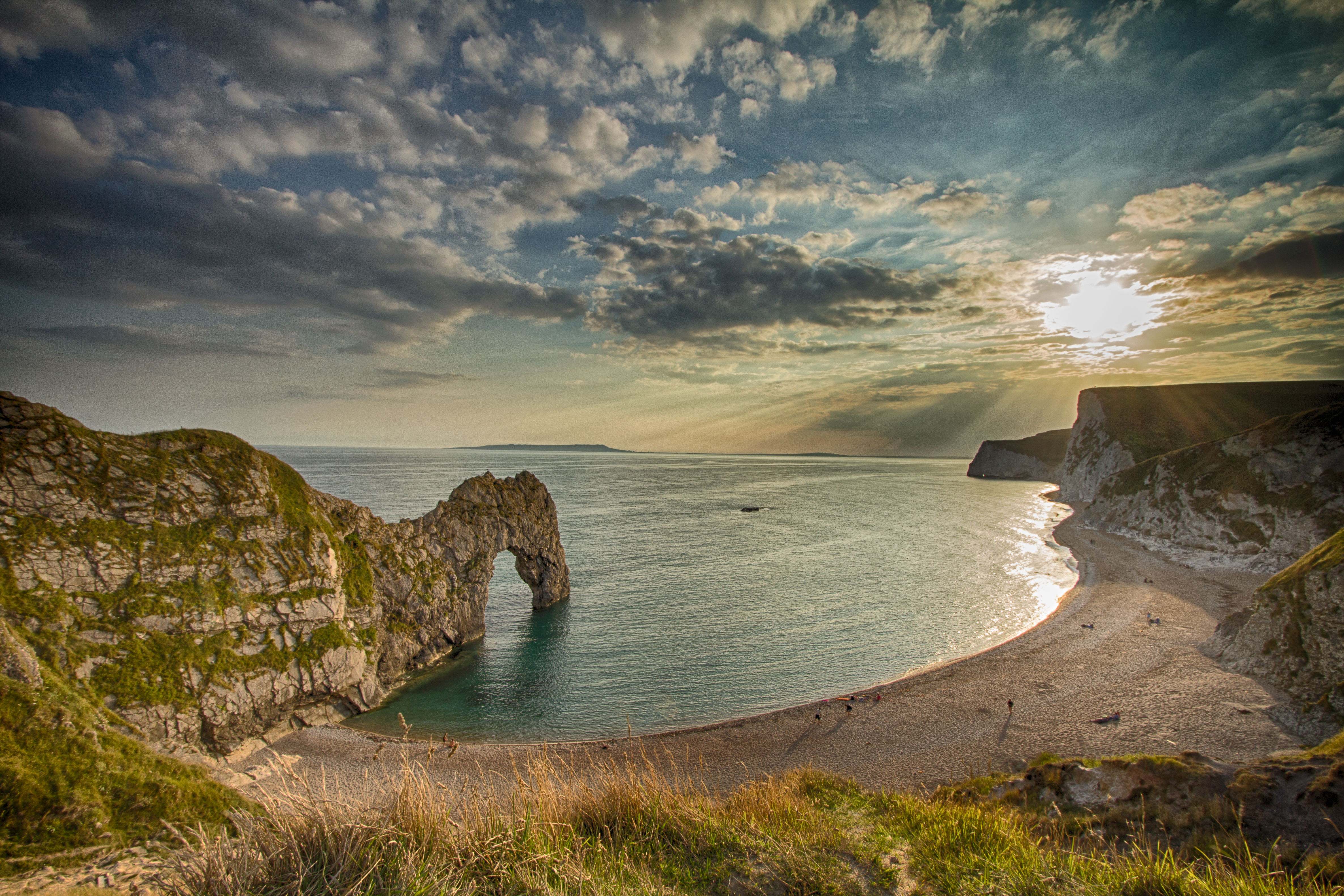 Durdle Door Dorset England Cliff Limestone Shore Sea Sunset 4743x3162