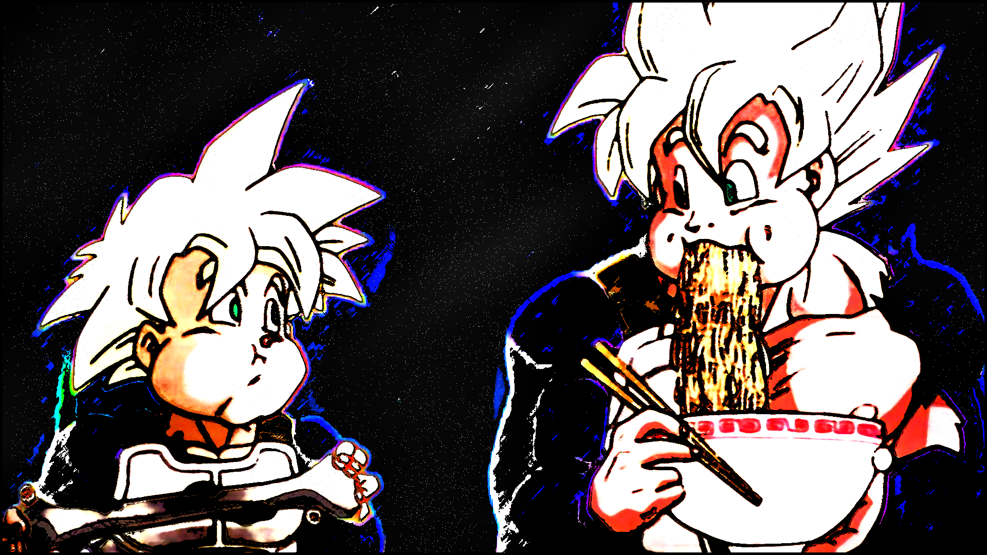 Dragon Ball Z Anime Gohan Son Goku Noodles Space Trippy Psychedelic 1920x1080