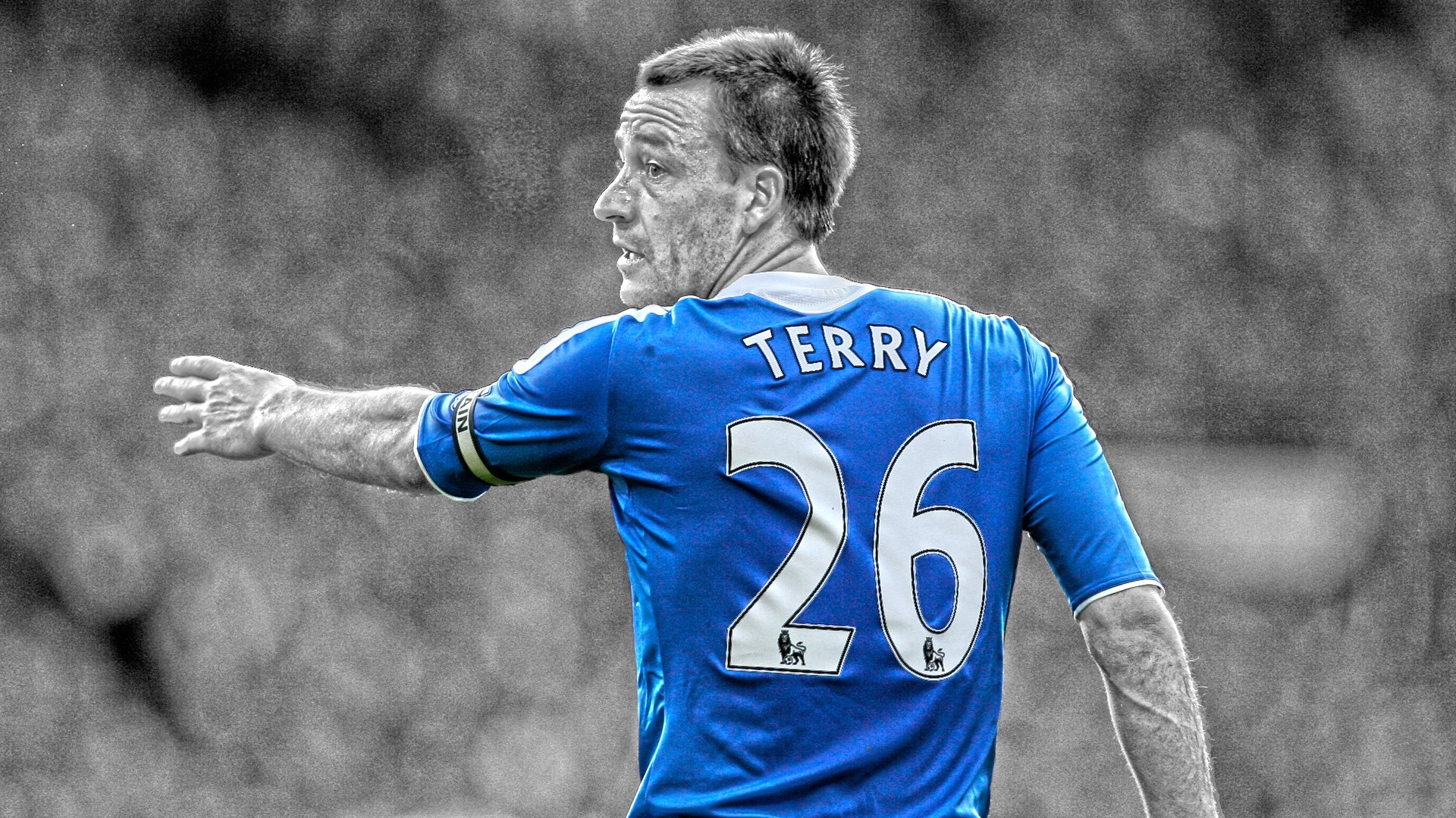 Chelsea FC John Terry Selective Coloring Men Sport Sports Soccer 1920x1080