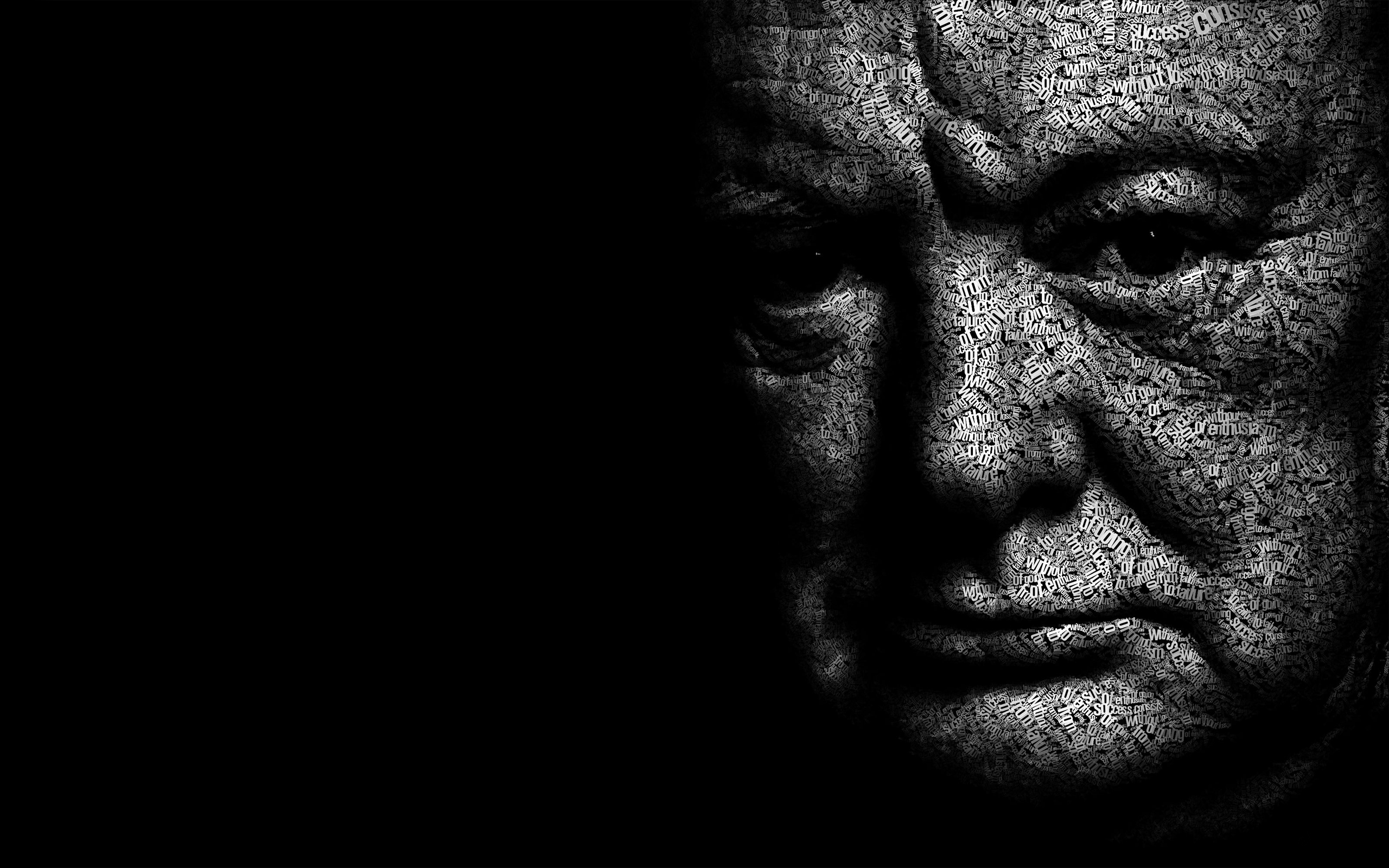 Winston Churchill Black Amp White Black Face Typography 2560x1600