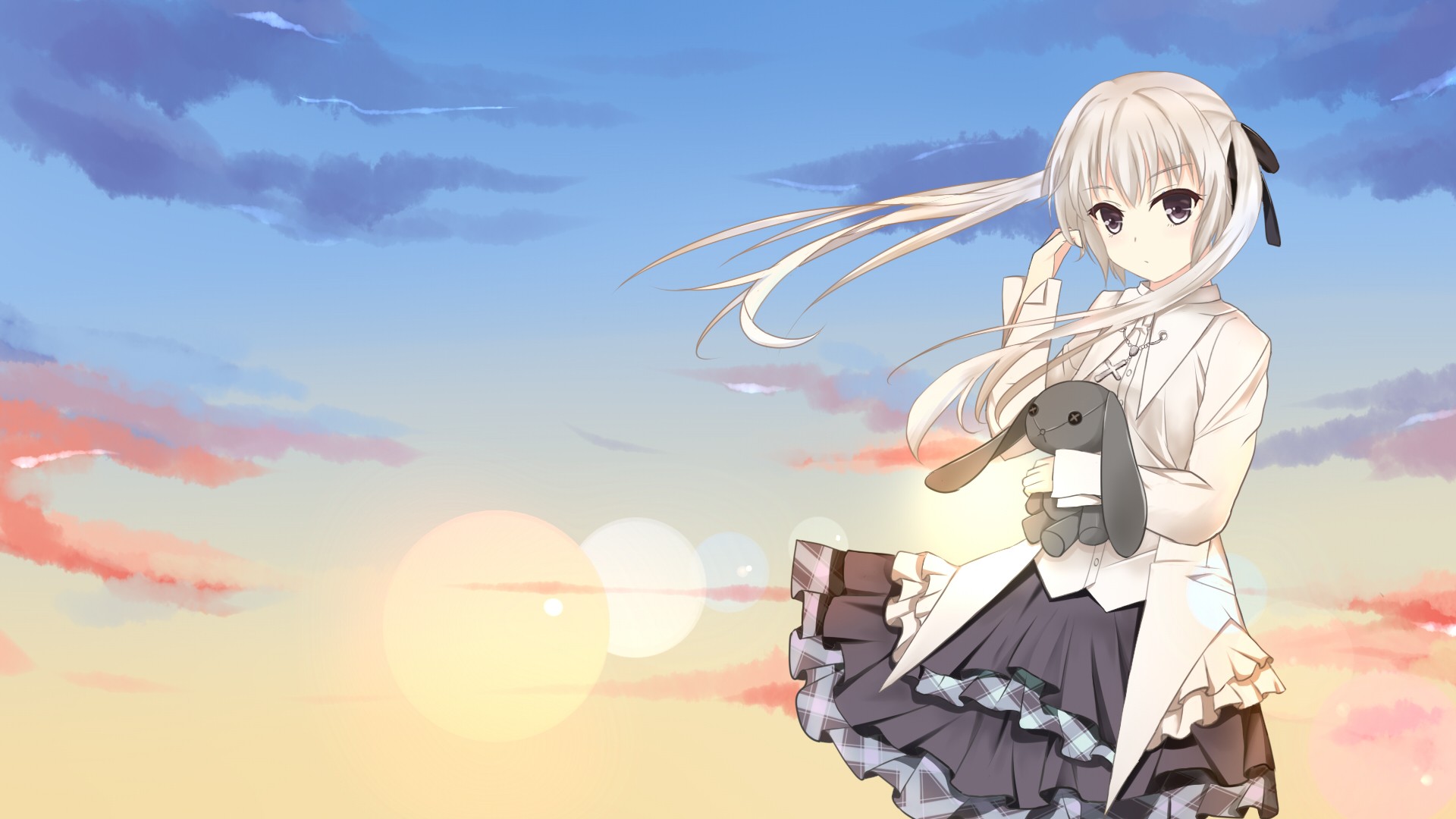 Anime Anime Girls Kasugano Sora Grey Hair Sky Clouds Yosuga No Sora 1920x1080