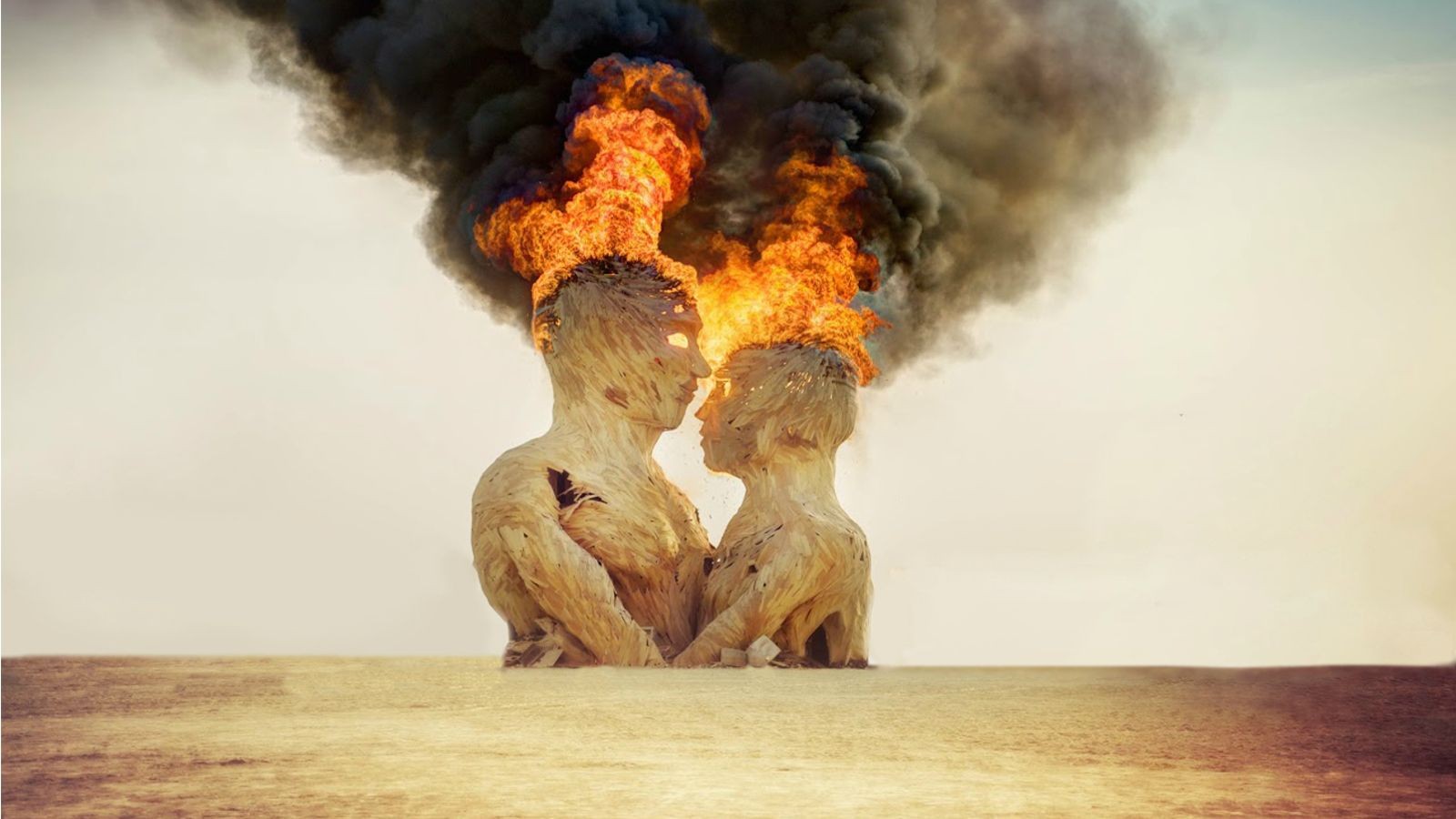 Burning Burning Man Statue 1600x900