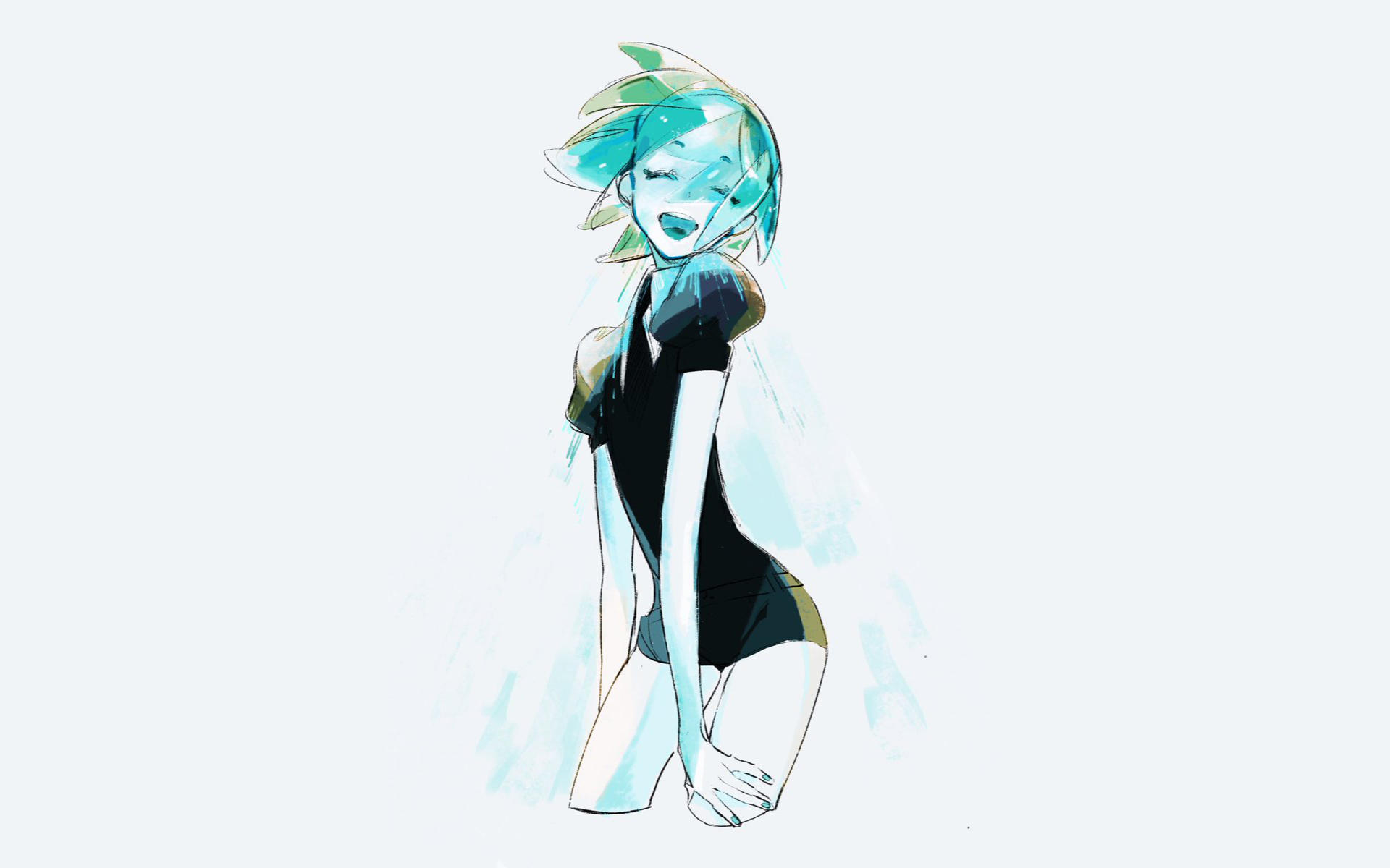 Houseki No Kuni Anime Phos Houseki No Kuni Cyan White Background Cyan Hair White 1920x1200