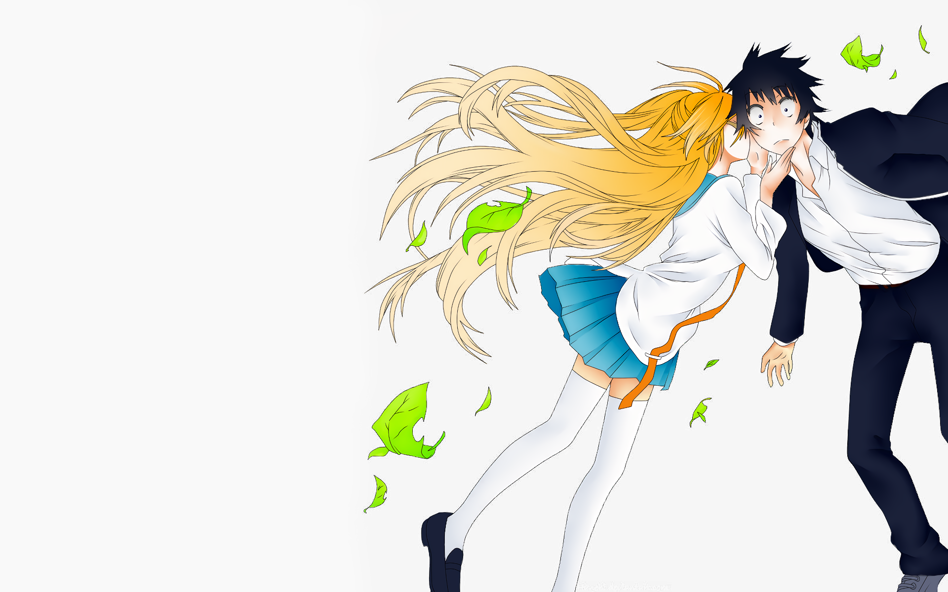 Chitoge Kirisaki Raku Ichij Girl Blonde Long Hair School Uniform Skirt 1920x1200