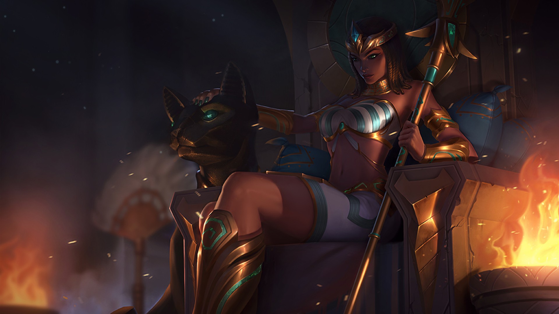 League Of Legends Nidalee League Of Legends Pharaoh Cats Spear 1920x1080