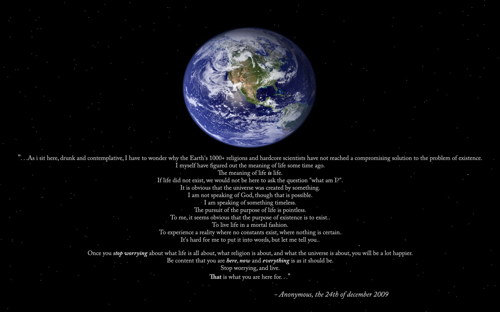 Earth Life Text Quote Planet Space 1680x1050