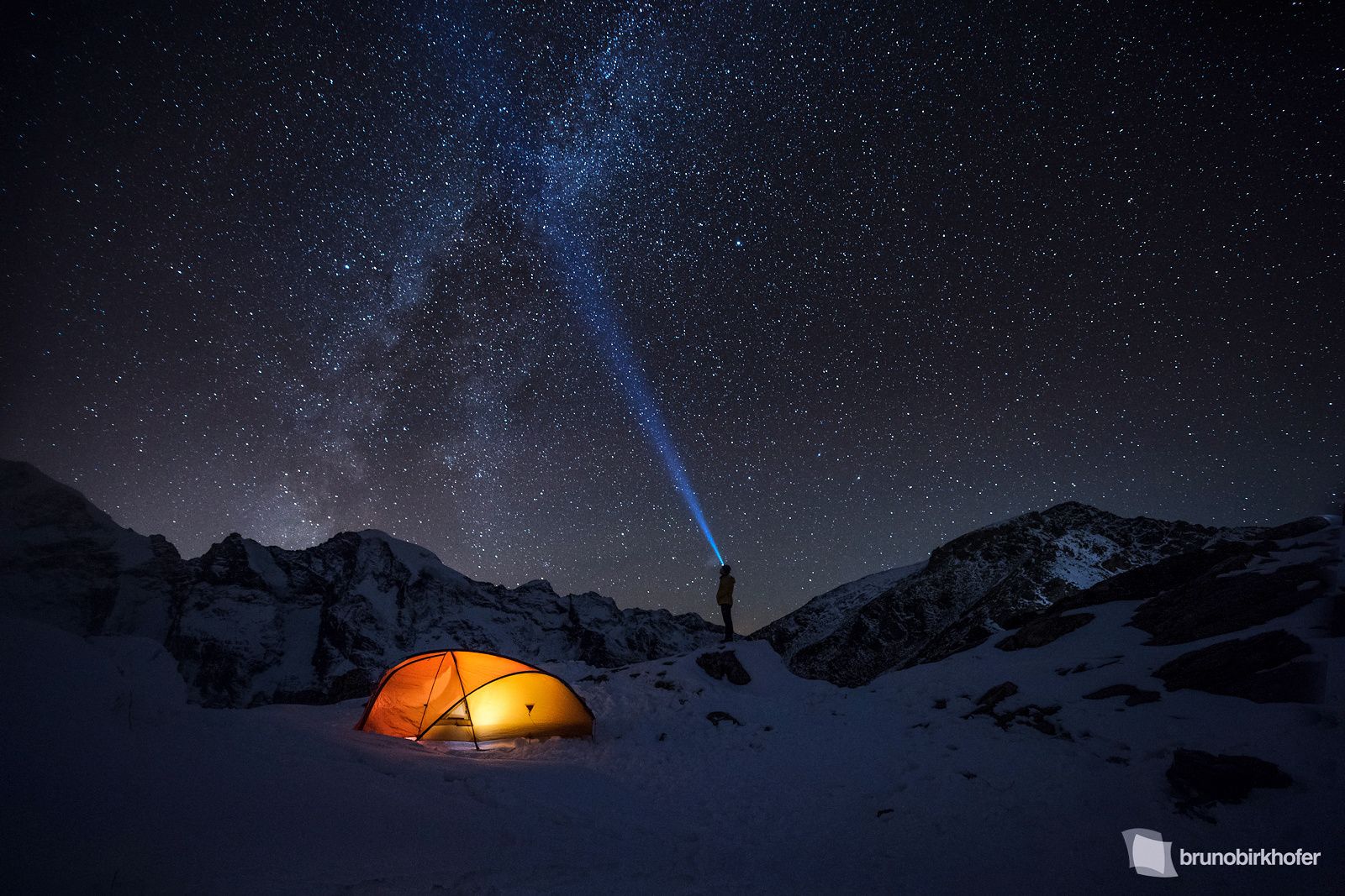 Bruno Birkhofer Men Night Sky Stars Tent Dark Snow Mountains 1600x1067