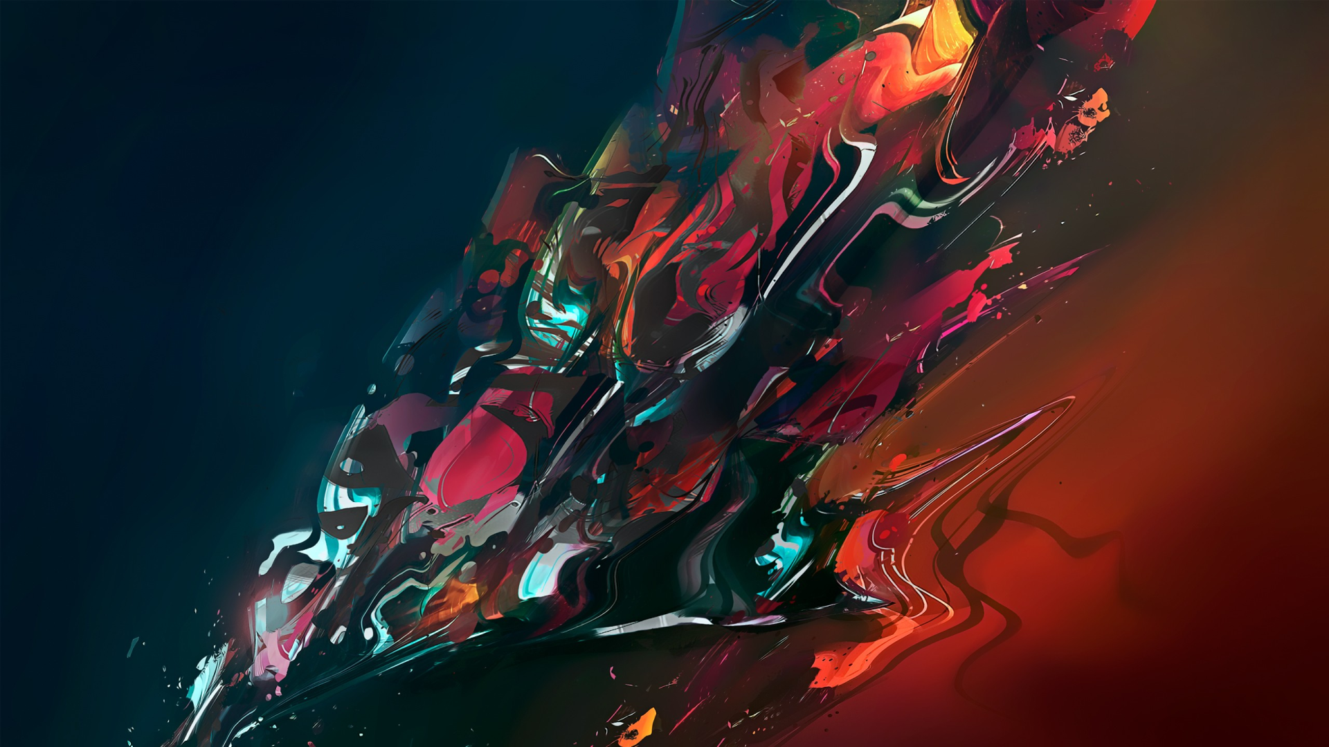 Abstract Digital Art Melting Colorful 1920x1080