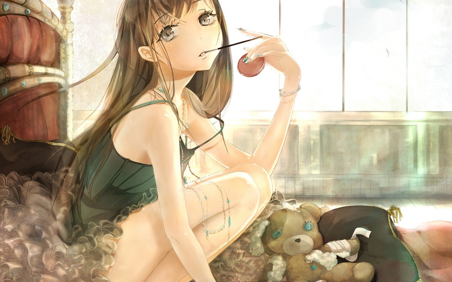 Original Characters Pocky Teddy Bears Long Hair 1920x1200