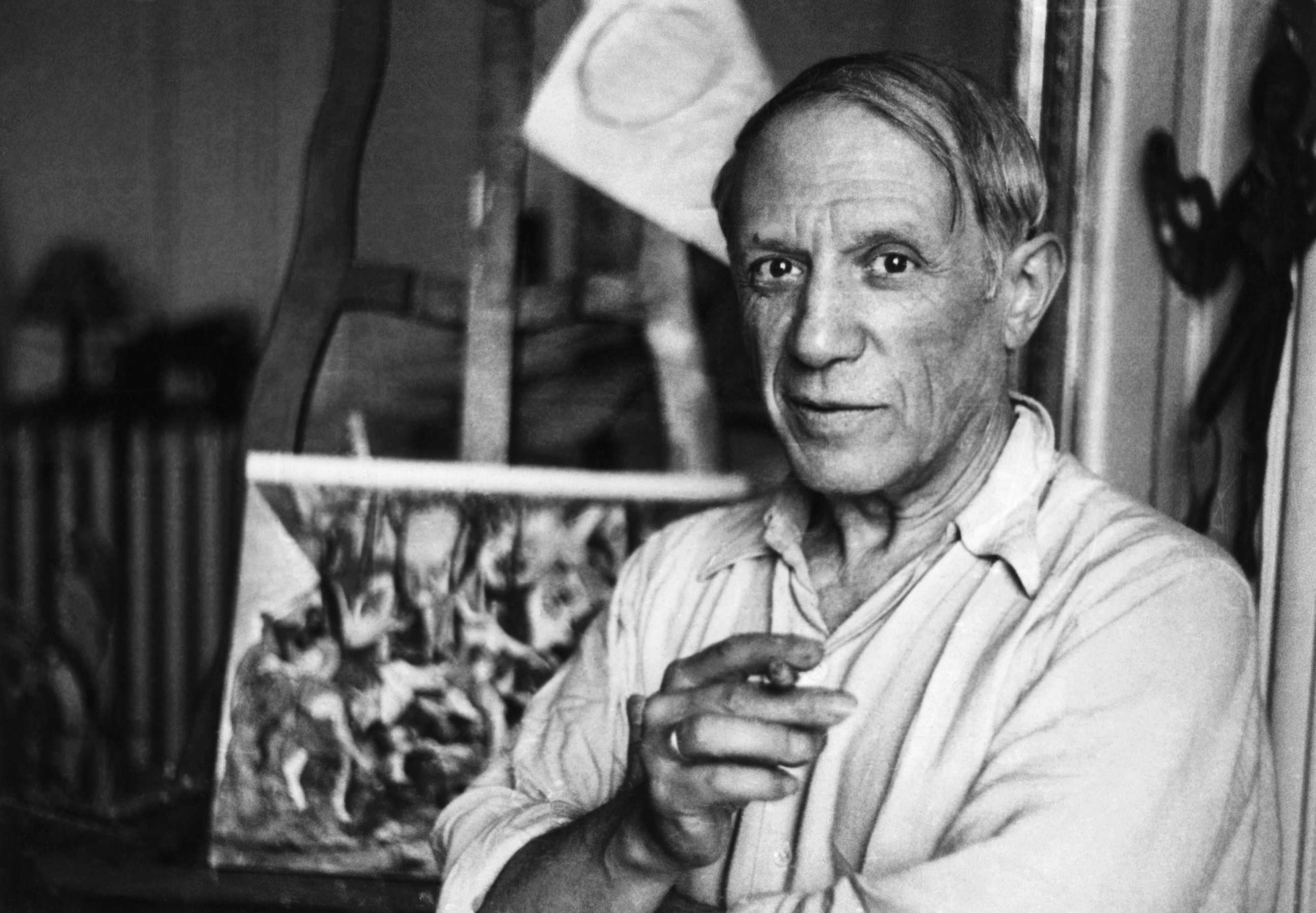 Men Painters Pablo Picasso Cubism Monochrome Painting 2581x1790