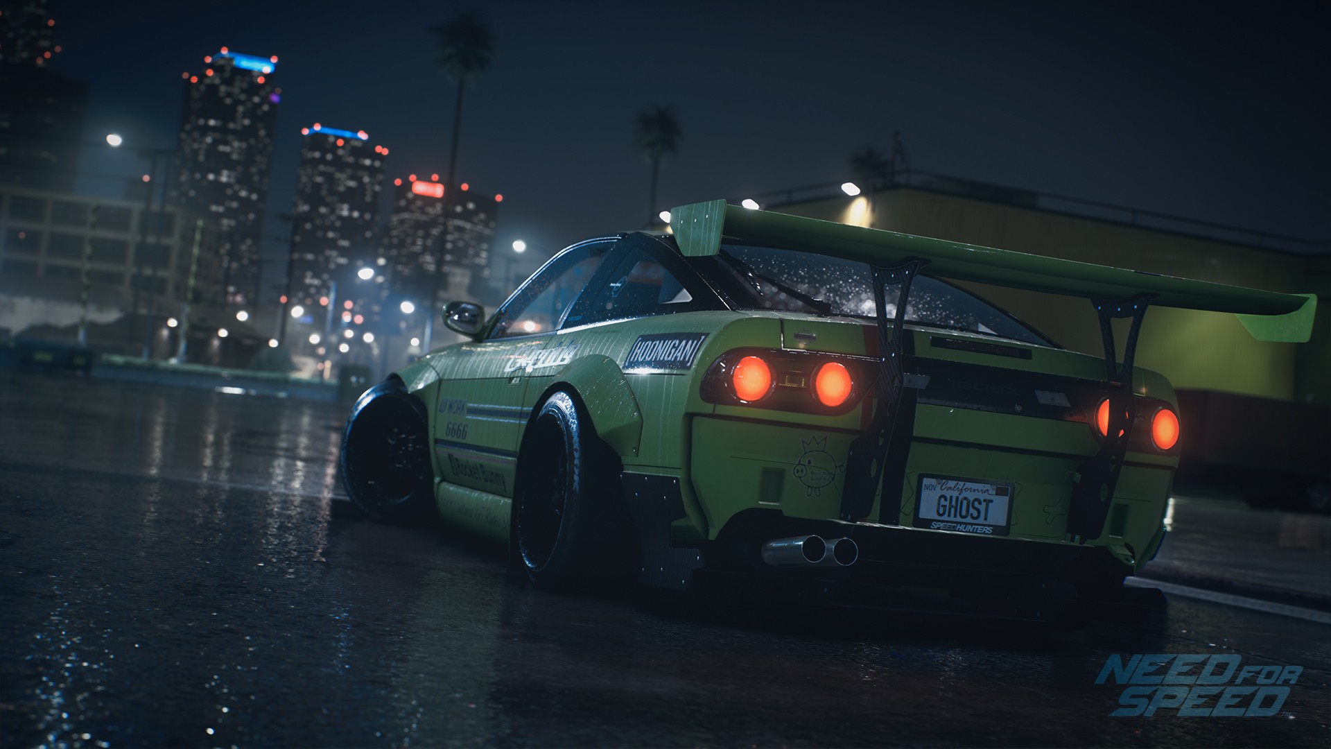 Car Need For Speed Trees Road Tail Light City Modified Rear Wing 1920x1080