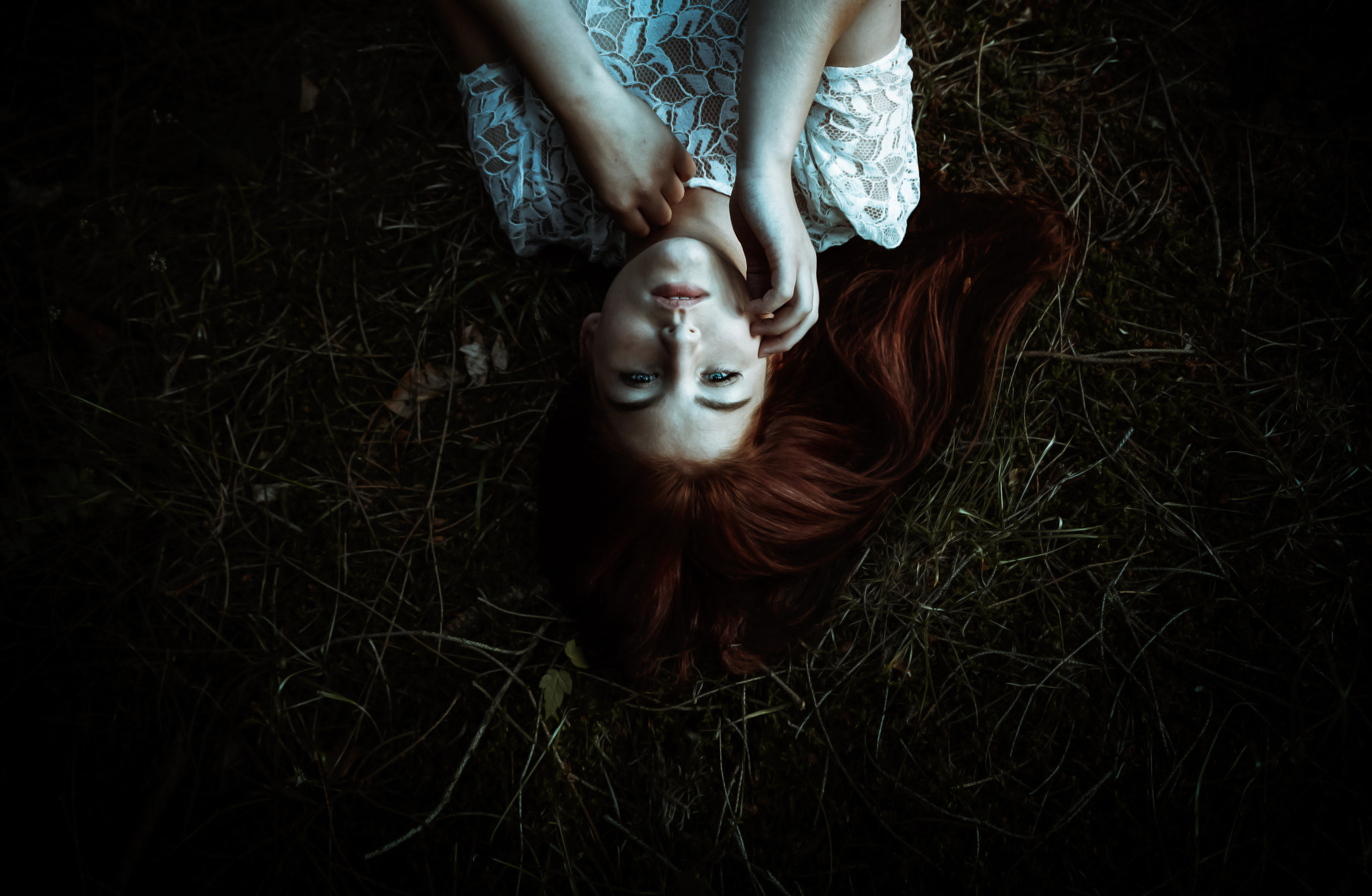 Women Model Women Outdoors 500px Looking At Viewer Redhead Hay Lying Down 2048x1337