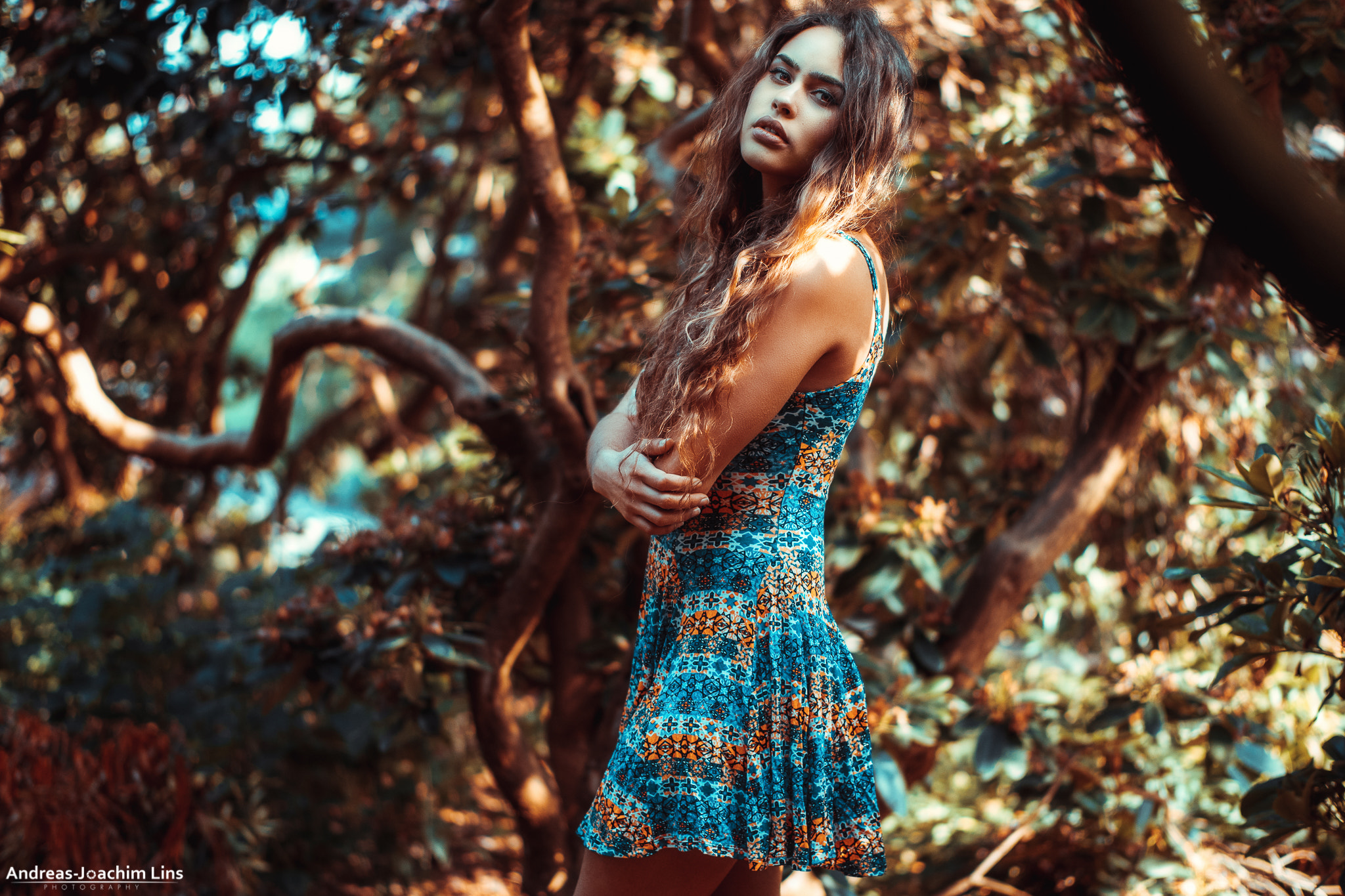 Sheila Sanko Women Dress Portrait Andreas Joachim Lins Trees Arms Crossed Depth Of Field 2048x1365