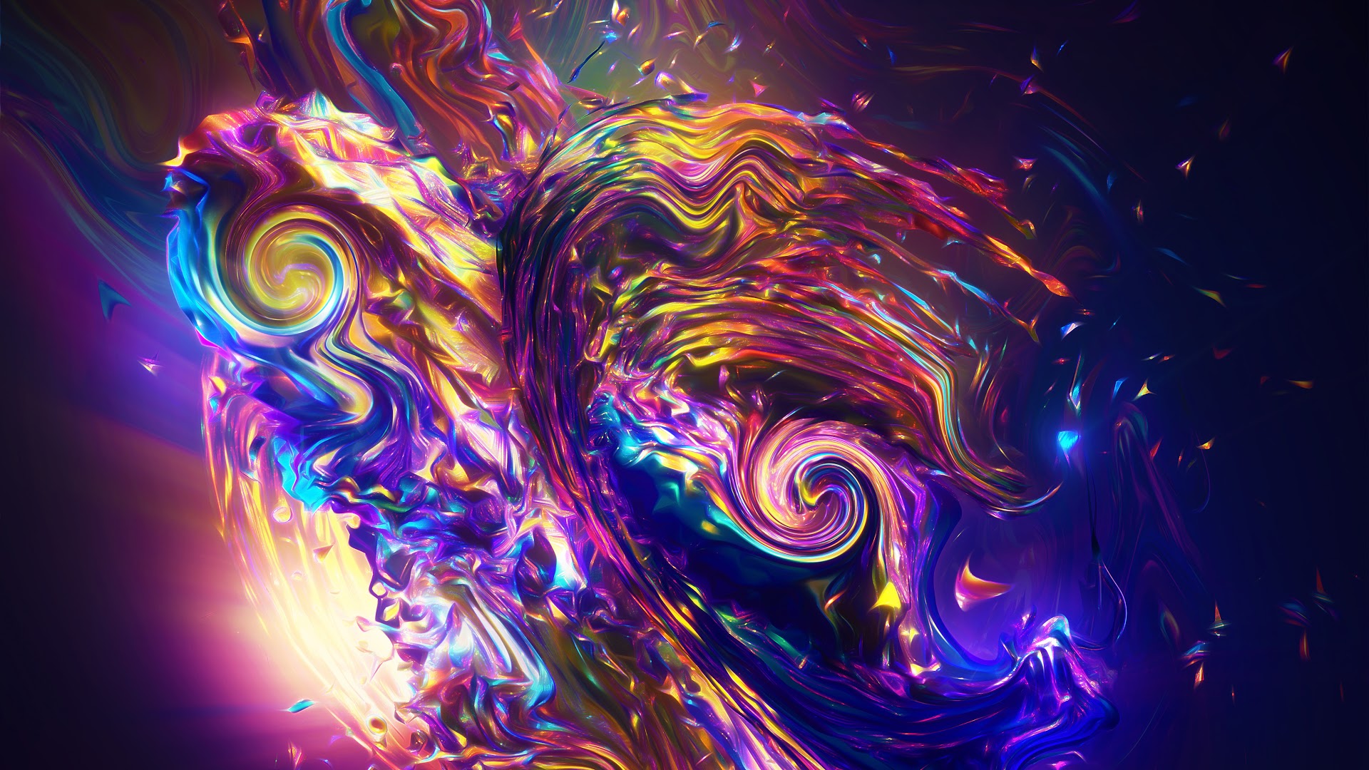 Abstract Colorful Waveforms Glowing 1920x1080