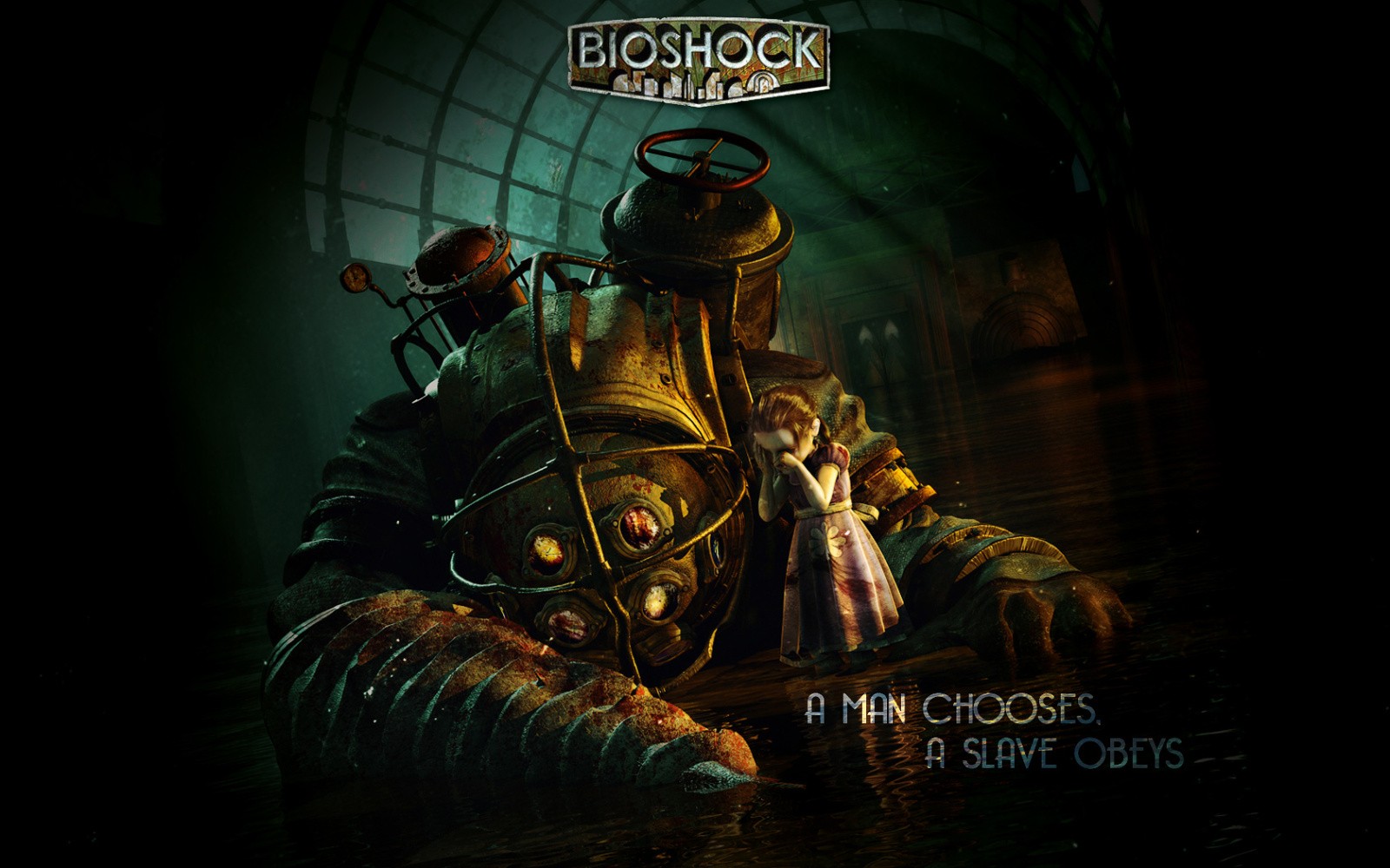 BioShock Big Daddy Rapture Video Games Little Sister Sea 1600x1000